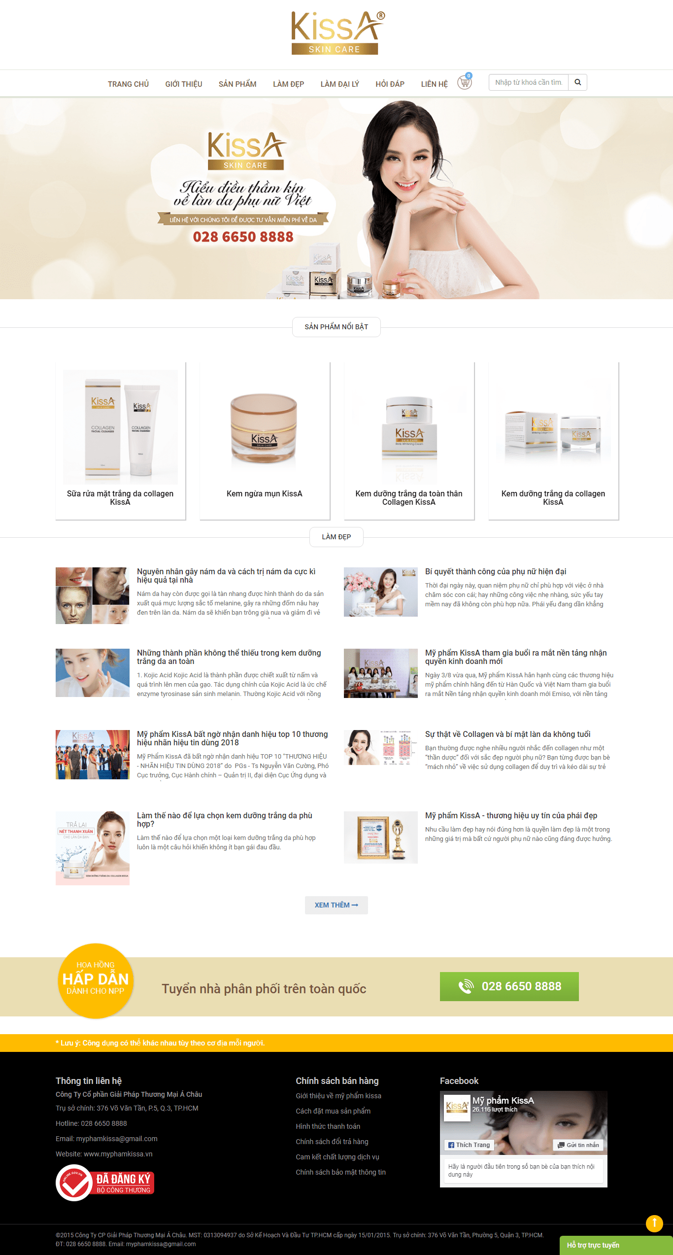 Thiết kế website mỹ phẩm - myphamkissa.vn đẹp, chuyên nghiệp chuẩn SEO