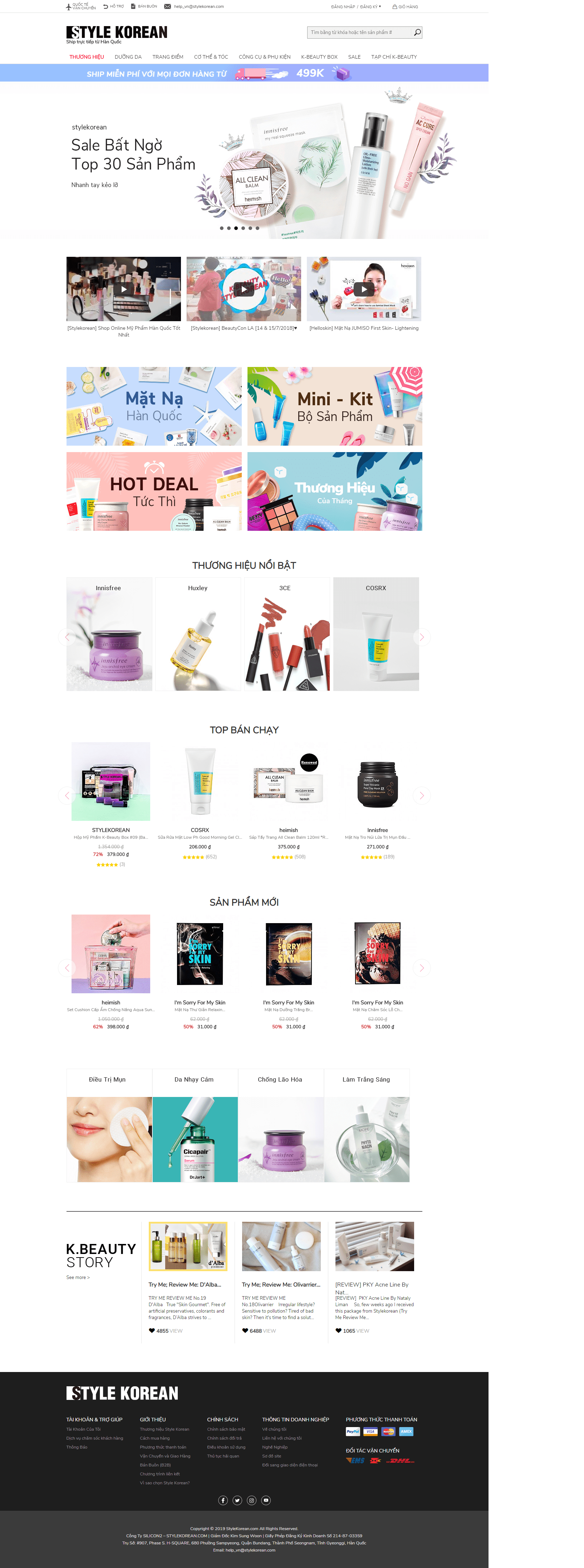 Thiết kế website mỹ phẩm - vn.stylekorean.com đẹp SEO nhanh hiệu quả