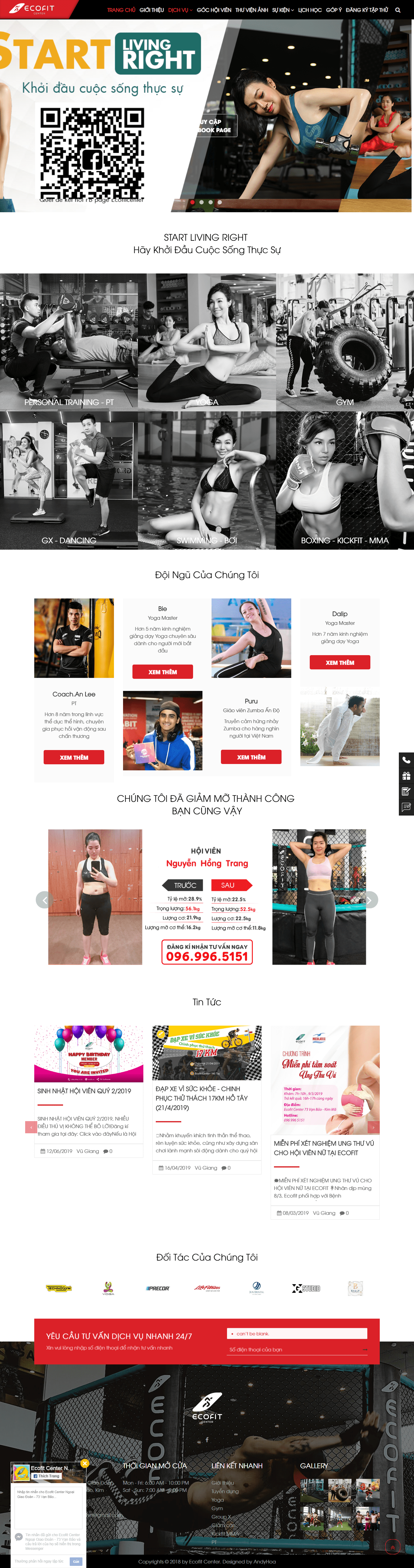 Thiết kế website phòng gym - ecofit.vn đẹp, chuyên nghiệp chuẩn SEO