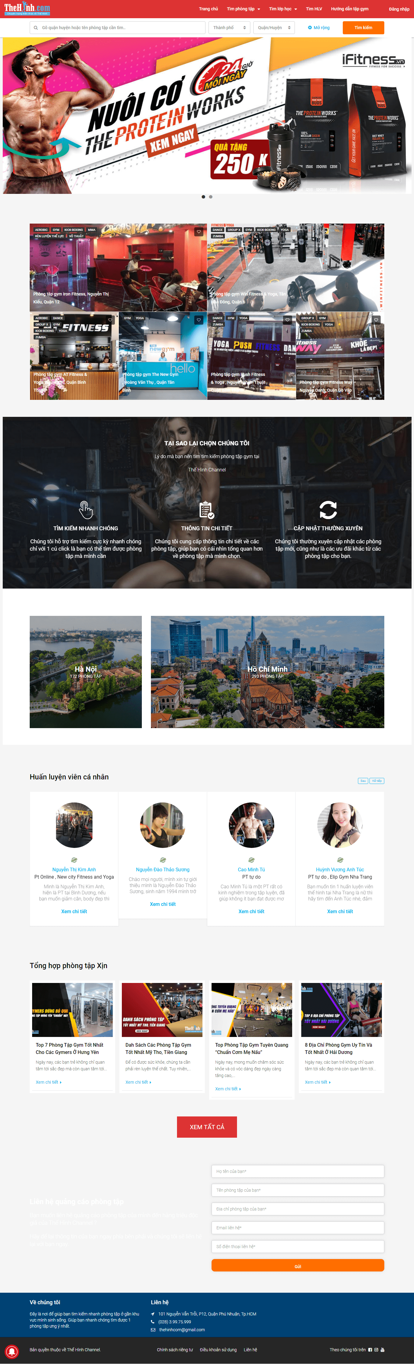 Thiết kế website phòng gym - phongtap.thehinh.com đẹp SEO nhanh hiệu quả