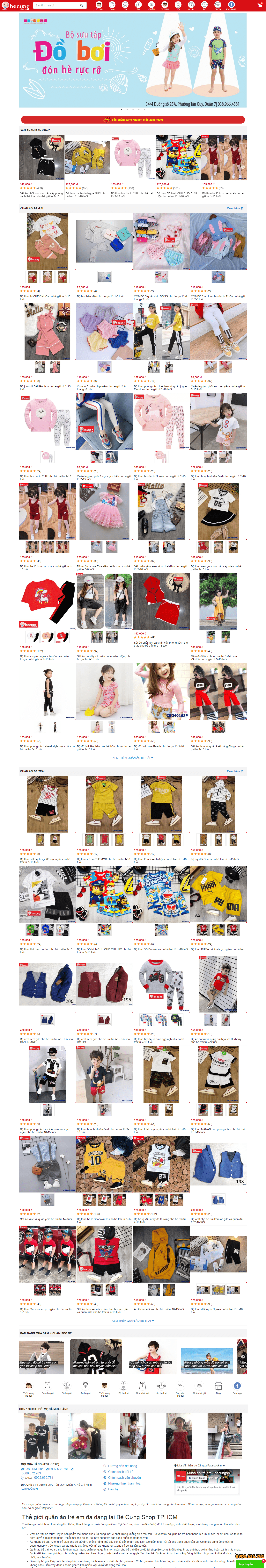 Thiết kế website thời trang trẻ em - becungshop.vn đẹp SEO tốt