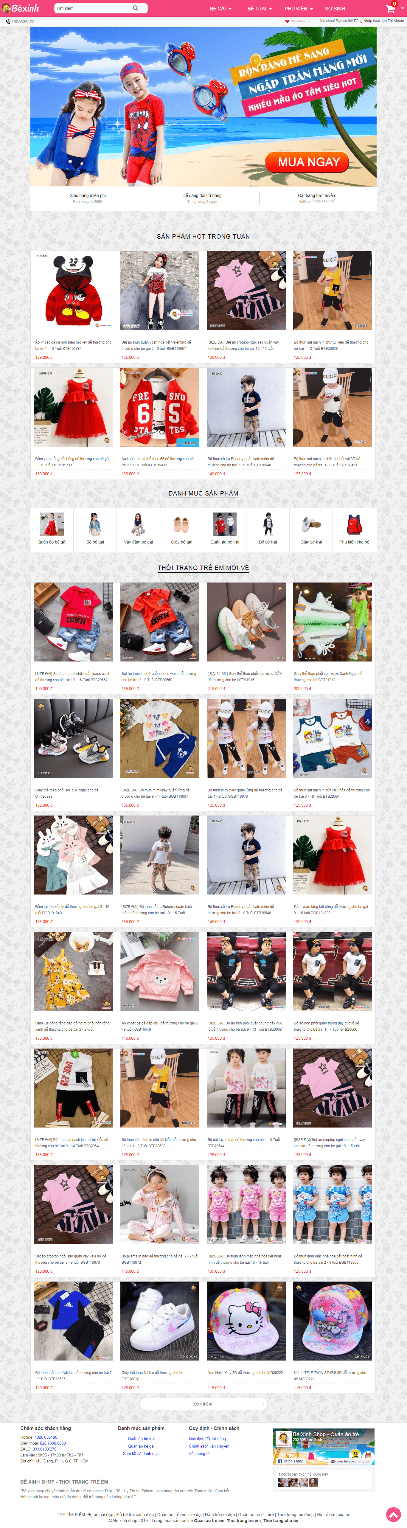 Thiết kế website thời trang trẻ em - bexinhshop.vn đẹp SEO tốt
