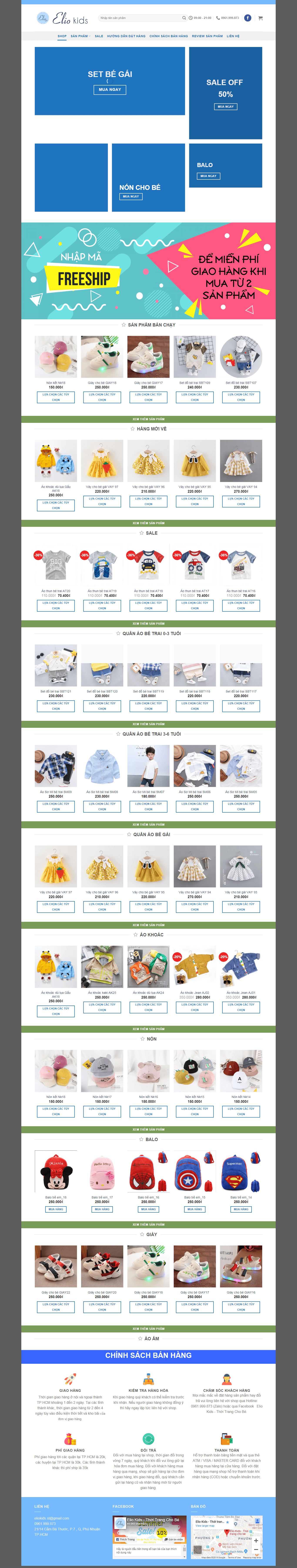 Thiết kế website thời trang trẻ em - eliokids.com đẹp SEO tốt