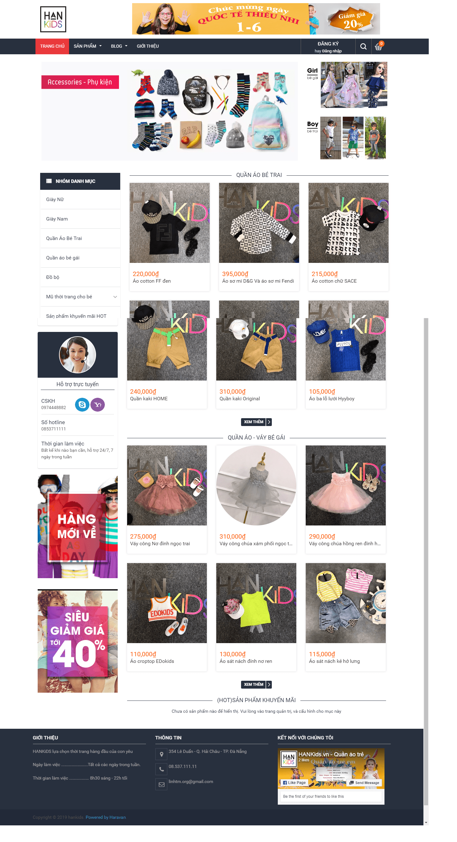 Thiết kế website thời trang trẻ em - hankids.vn đẹp SEO tốt