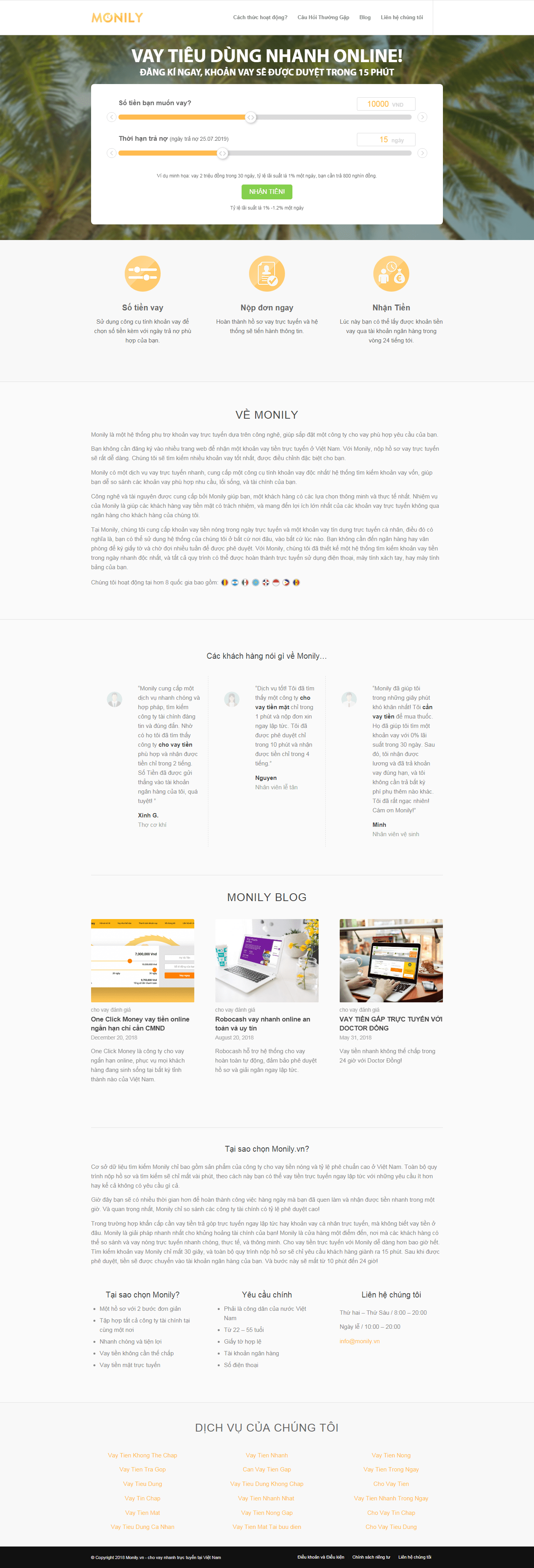Thiết kế website vay tín dụng - monily.vn đẹp, chuyên nghiệp chuẩn SEO