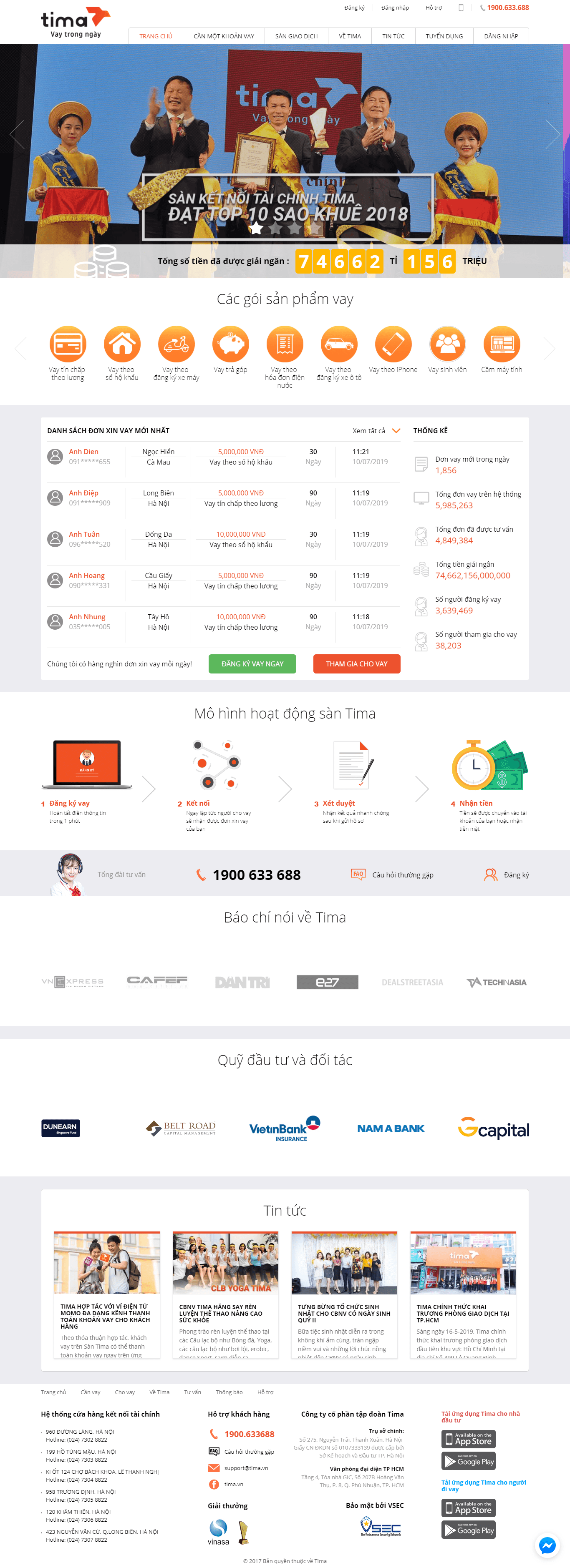 Thiết kế website vay tín dụng - tima.vn đẹp, chuyên nghiệp chuẩn SEO