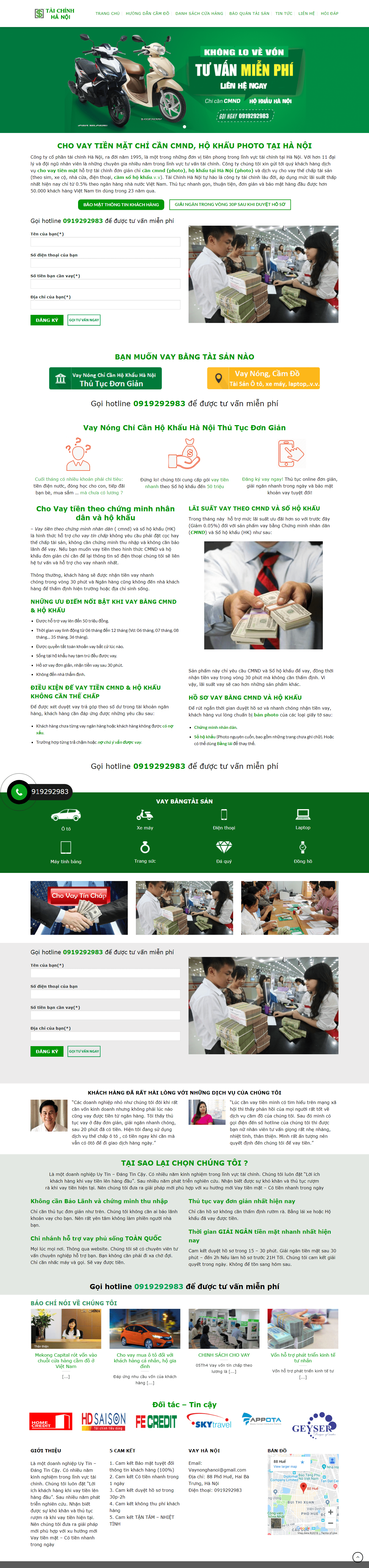 Thiết kế website vay tín dụng - vaynonghanoi.com đẹp SEO tốt