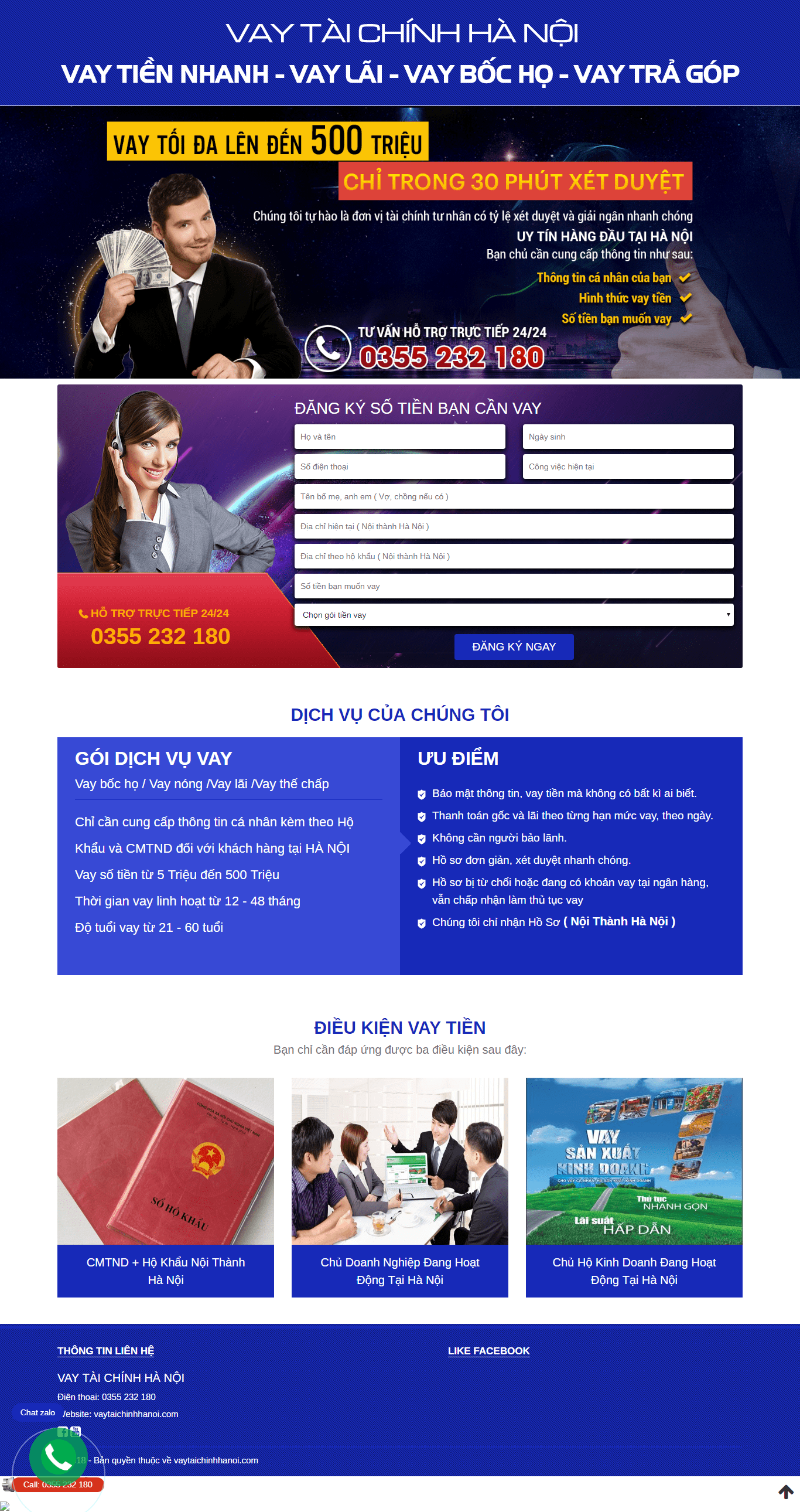 Thiết kế website vay tín dụng - vaytaichinhhanoi.com đẹp SEO tốt