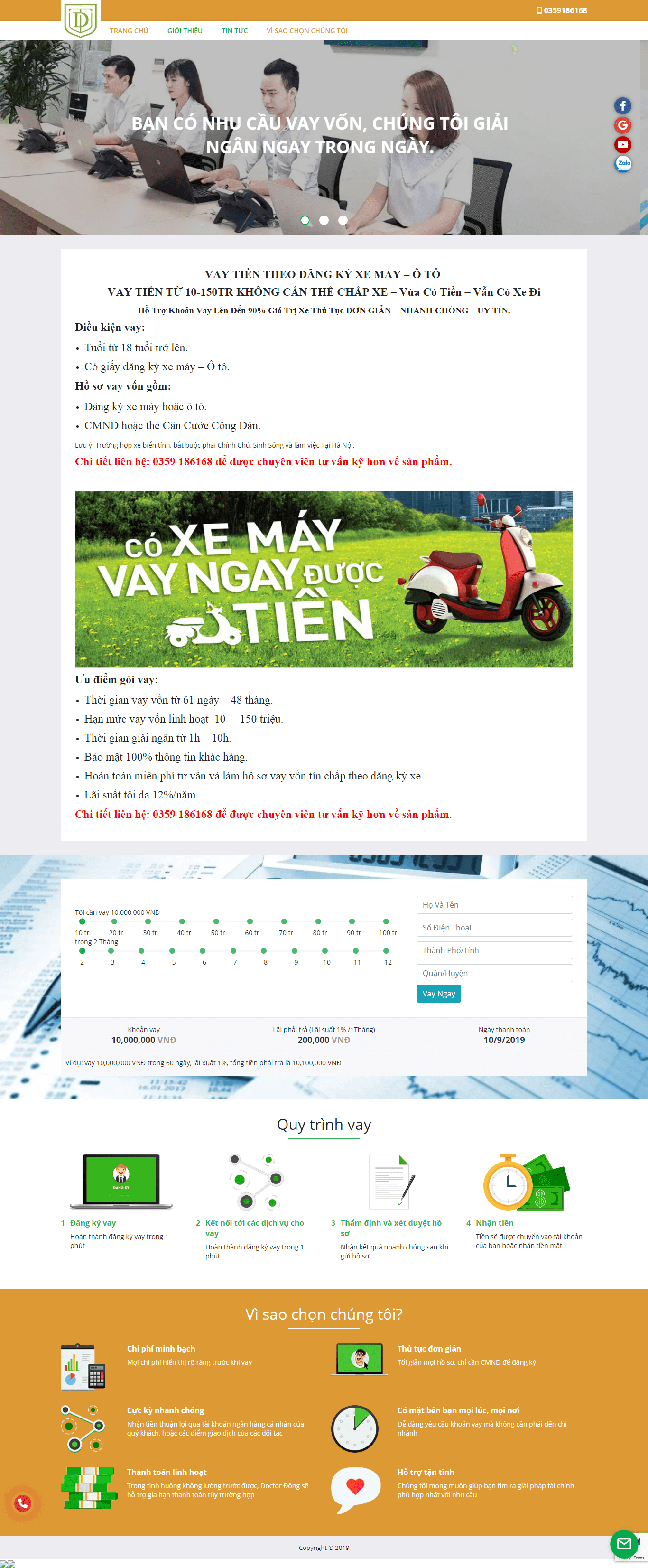 Thiết kế website vay tín dụng - vaytienhanoi24.com đẹp SEO tốt