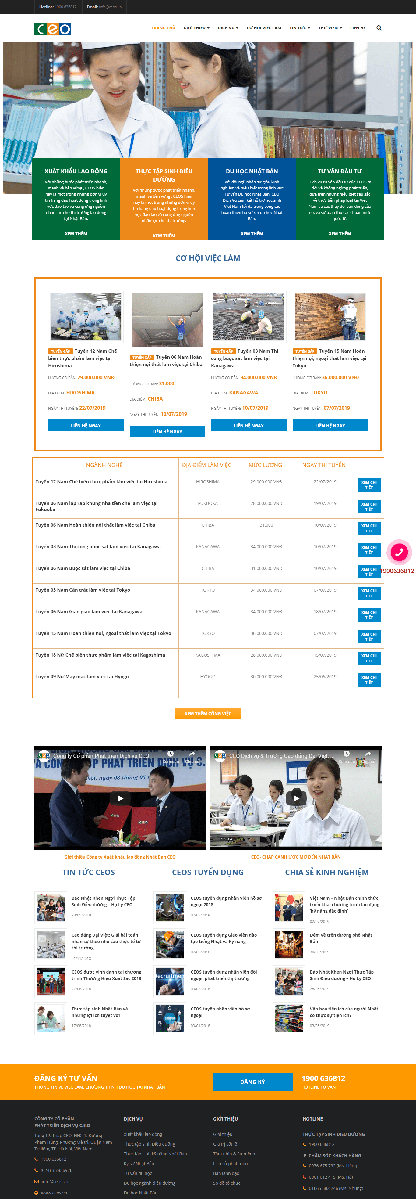 Thiết kế website xuất khẩu lao động chuyên nghiệp - ceos.vn