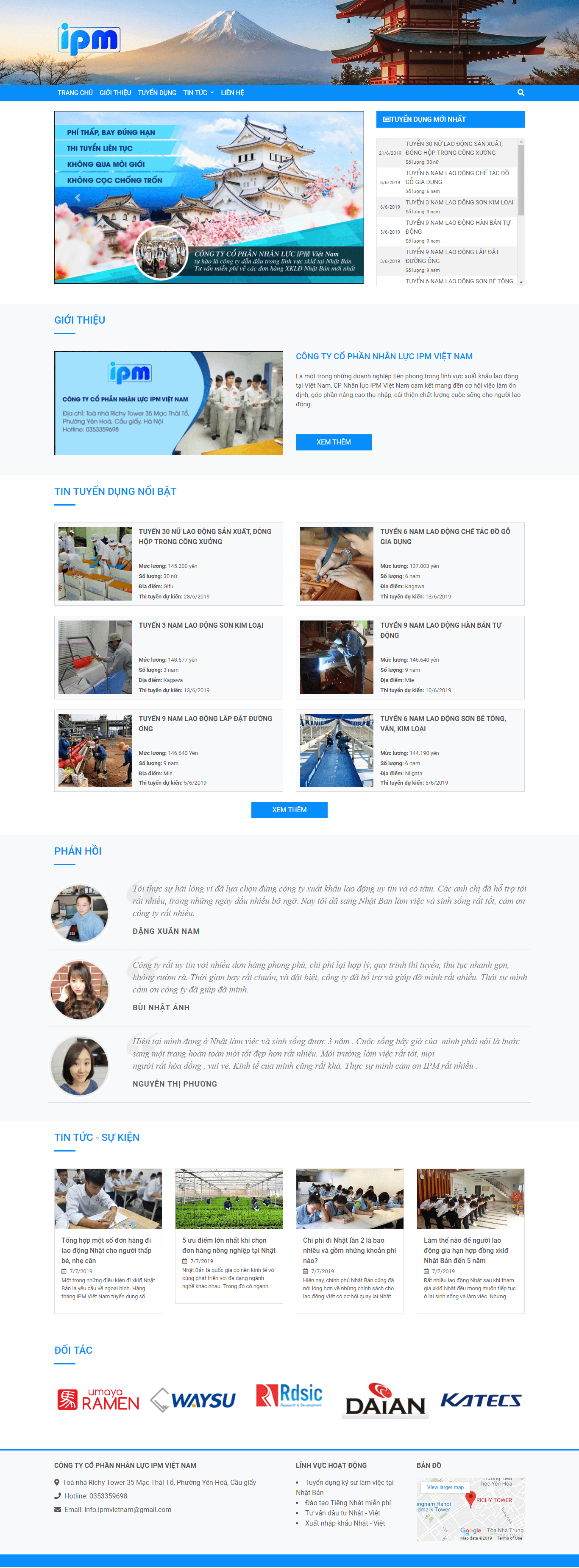Thiết kế website xuất khẩu lao động chuyên nghiệp - ipmvietnam.net