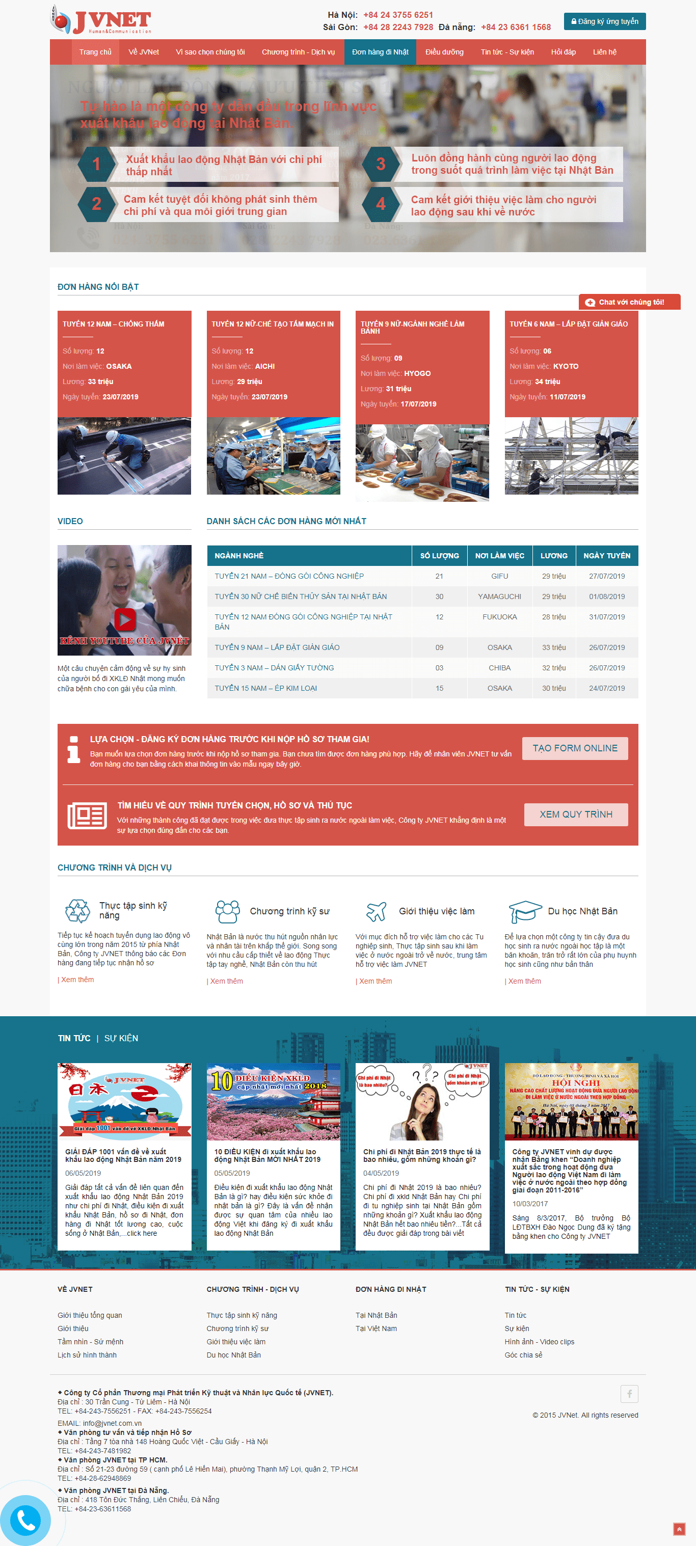 Thiết kế website xuất khẩu lao động chuyên nghiệp - jvnet.vn