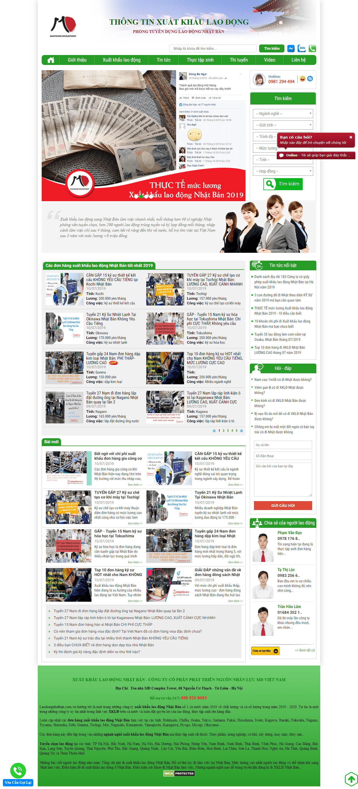 Thiết kế website xuất khẩu lao động chuyên nghiệp - laodongnhatban.com.vn
