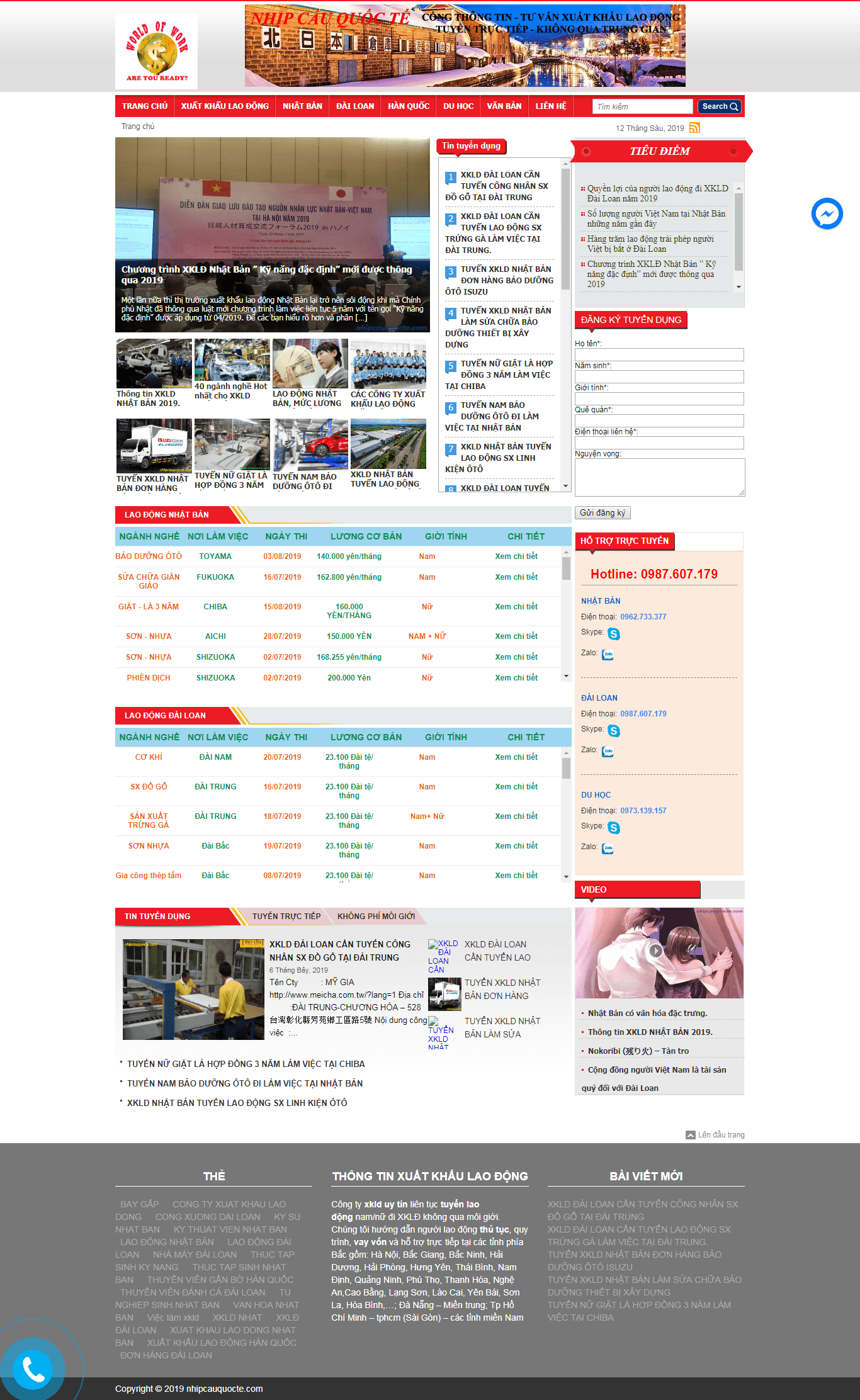 Thiết kế website xuất khẩu lao động chuyên nghiệp - nhipcauquocte.com
