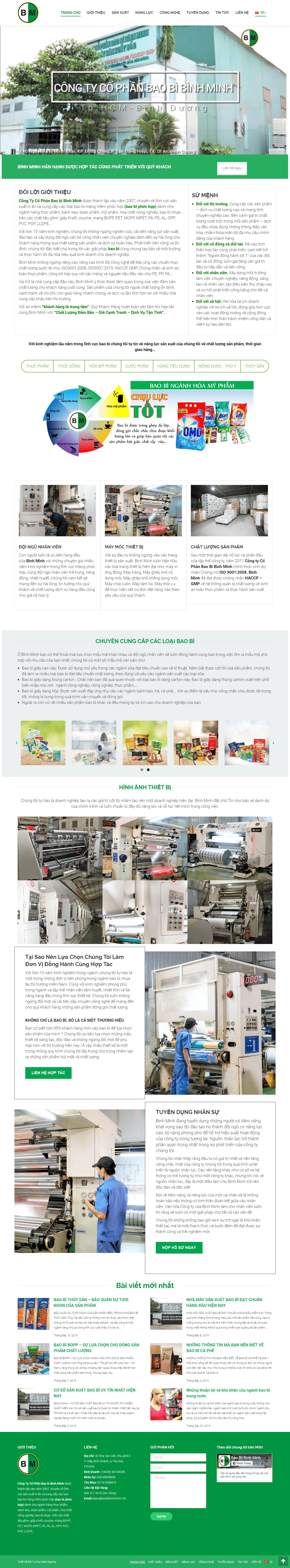 Thiết kế website bao bì chuyên nghiệp, uy tín - baobibinhminh.net