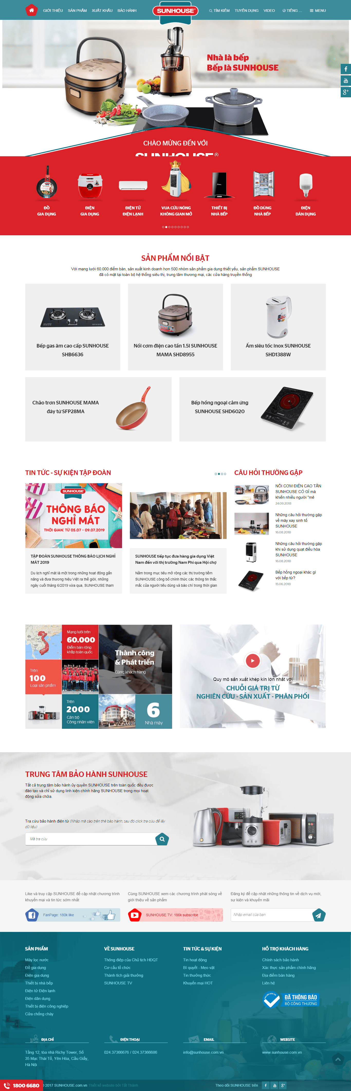 Thiết kế website đồ gia dụng chuyên nghiệp - sunhouse.com.vn