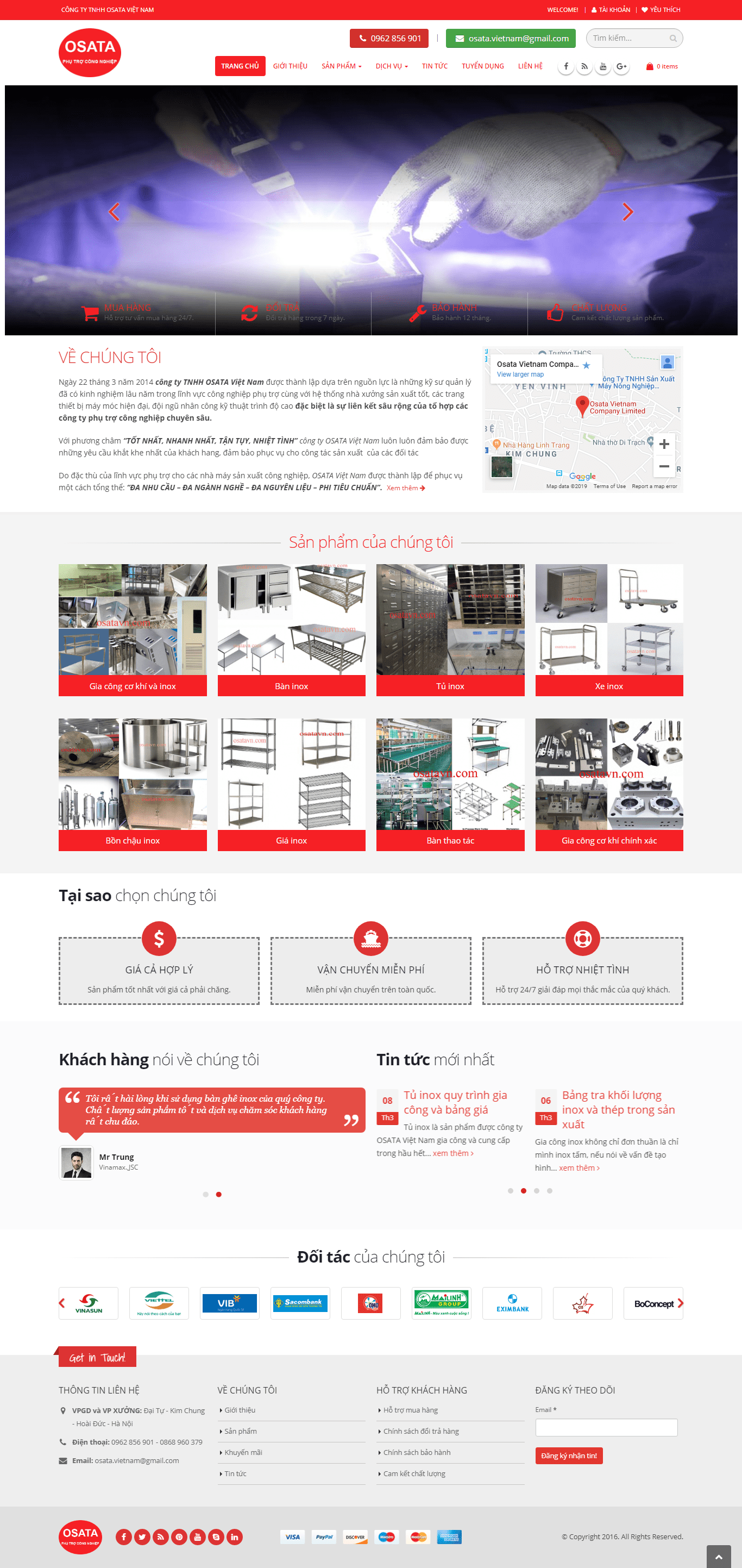 Thiết kế website cơ khí chuyên nghiệp - osatavn.com