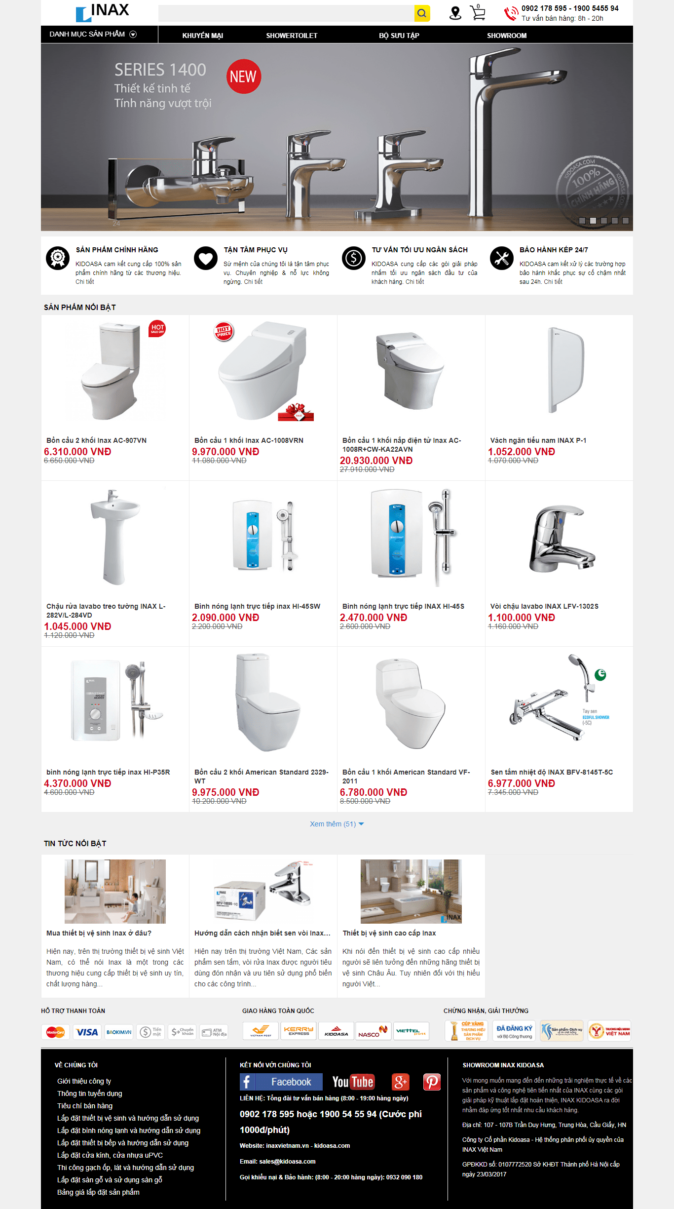 Thiết kế website bán sen vòi chuyên nghiệp - inaxvietnam.vn