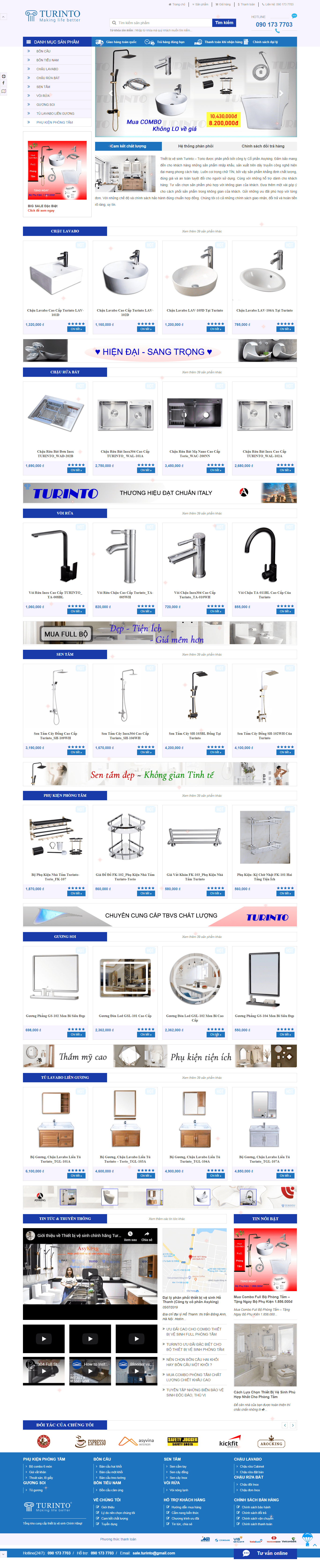 Thiết kế website bán sen vòi chuyên nghiệp - turinto.net