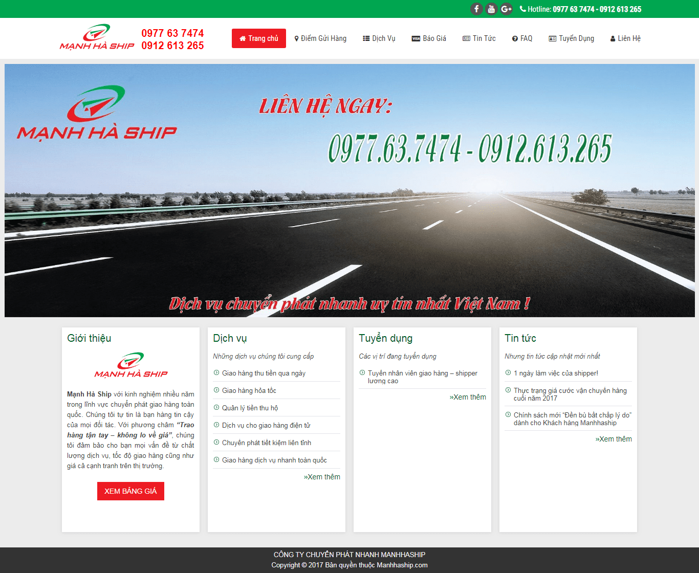 Thiết kế website ship hàng chuyên nghiệp - manhhaship.com