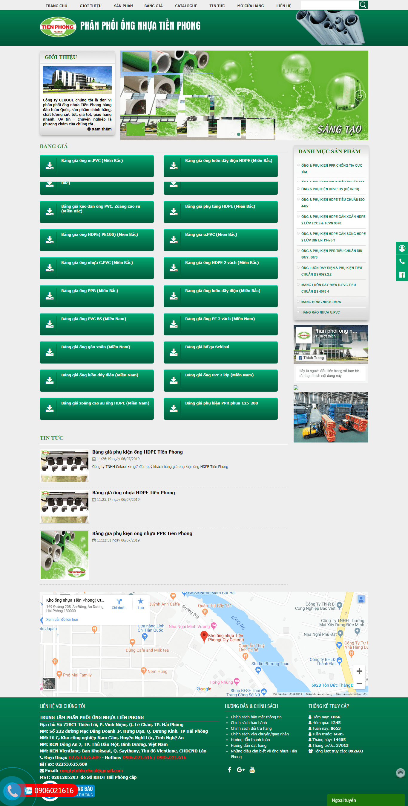 Thiết kế website thiết bị vật tư chuyên nghiệp - phanphoiongnhuatienphong.vn