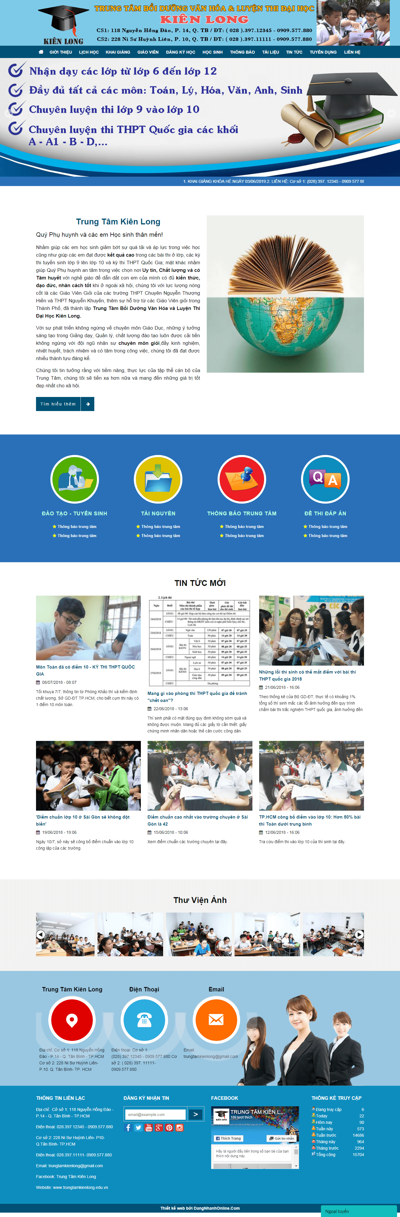 Thiết kế website giáo dục, uy tín chuyên nghiệp - trungtamkienlong.edu.vn