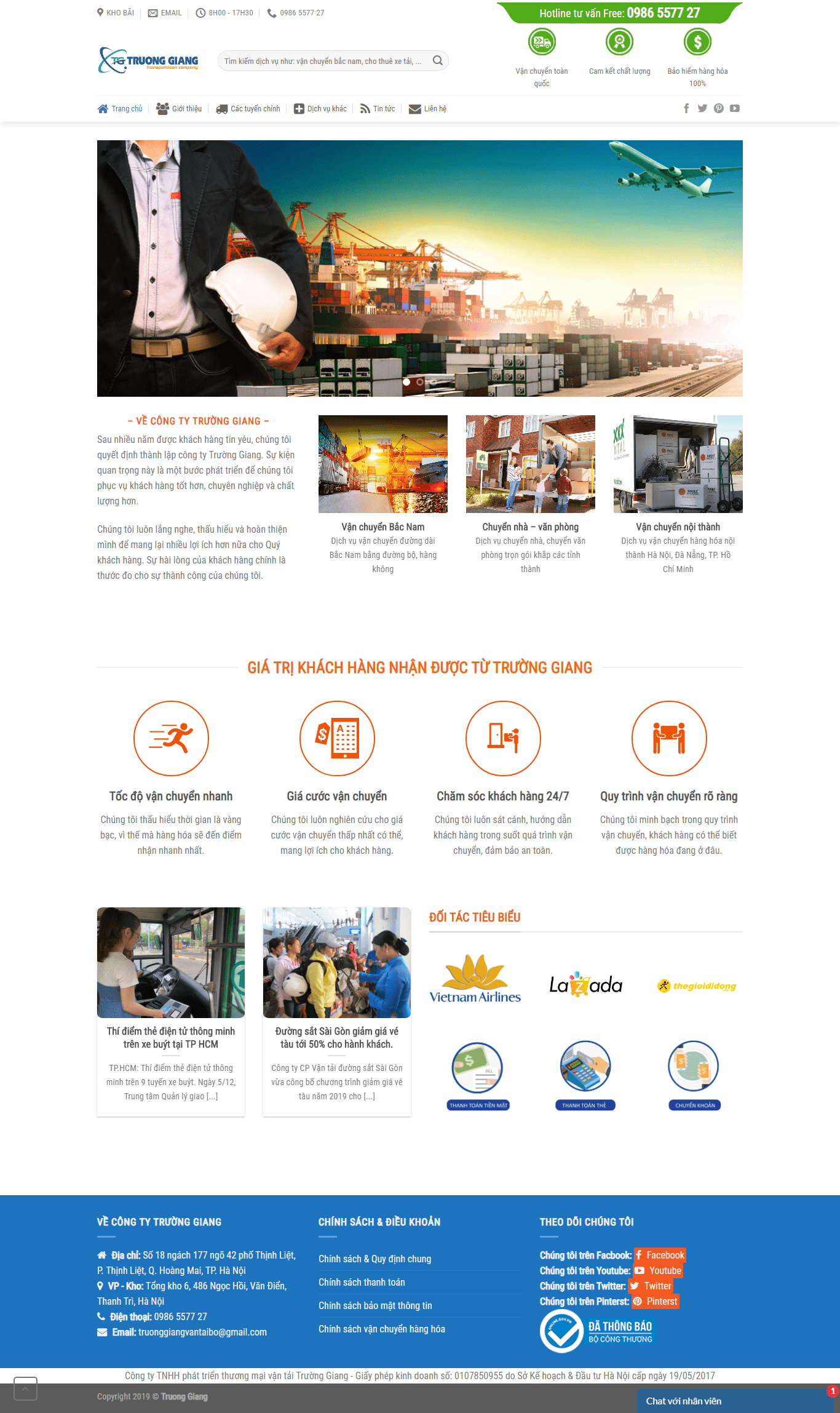 Thiết kế website nhanh, uy tín chuyên nghiệp - vantaitruonggiang.vn
