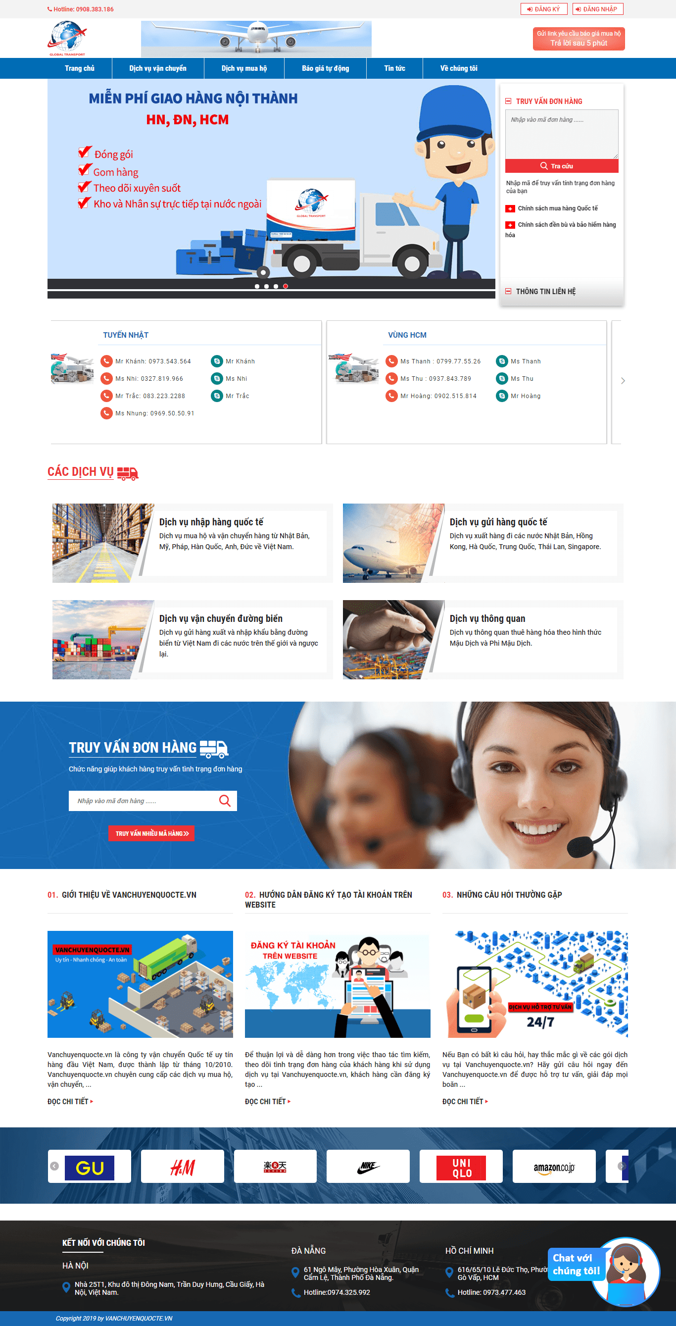 Thiết kế website order hàng hóa, uy tín chuyên nghiệp - vanchuyenquocte.vn