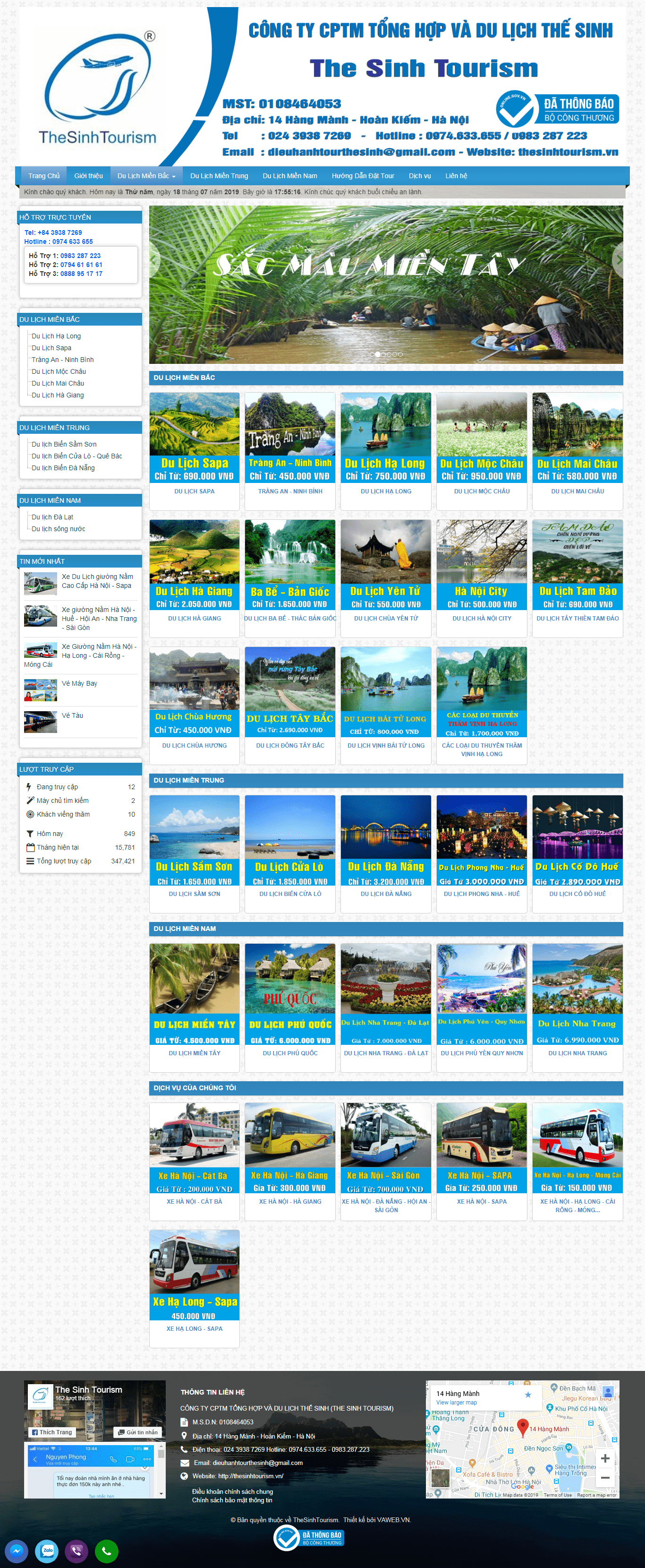 Thiết kế website dịch vụ, uy tín chuyên nghiệp - thesinhtourism.vn