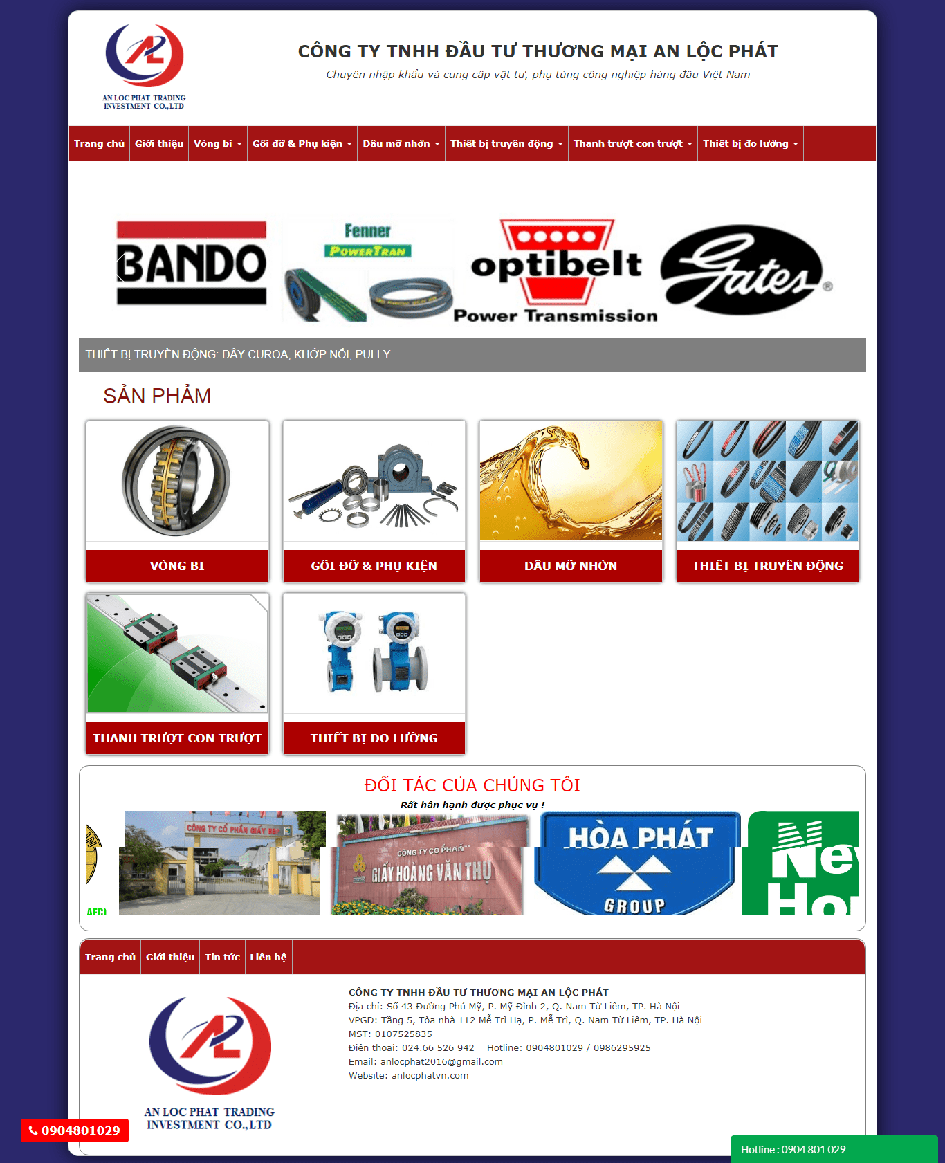 Thiết kế website phụ tùng công nghiệp - anlocphatvn.com