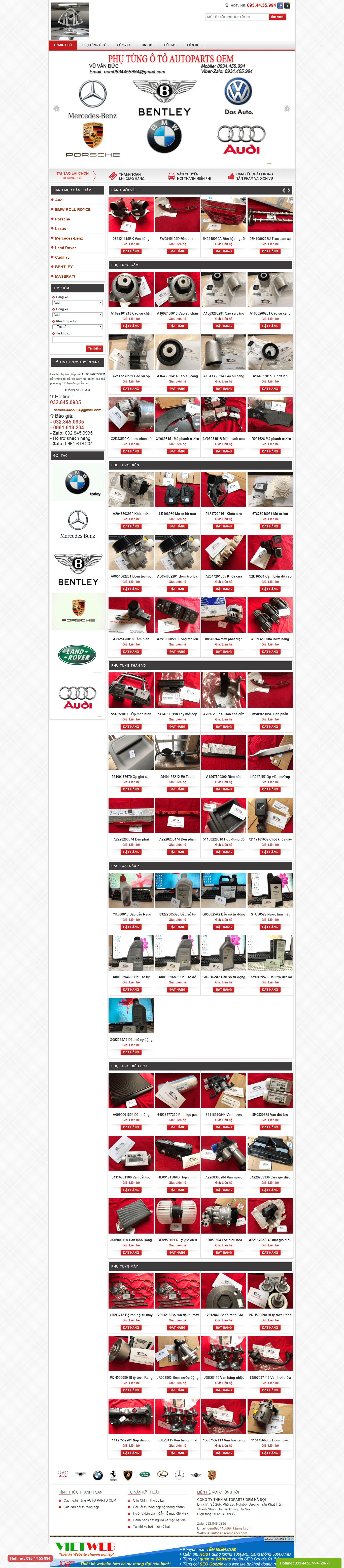 Thiết kế website phụ tùng ô tô chuyên nghiệp - autopartsoemhanoi.com