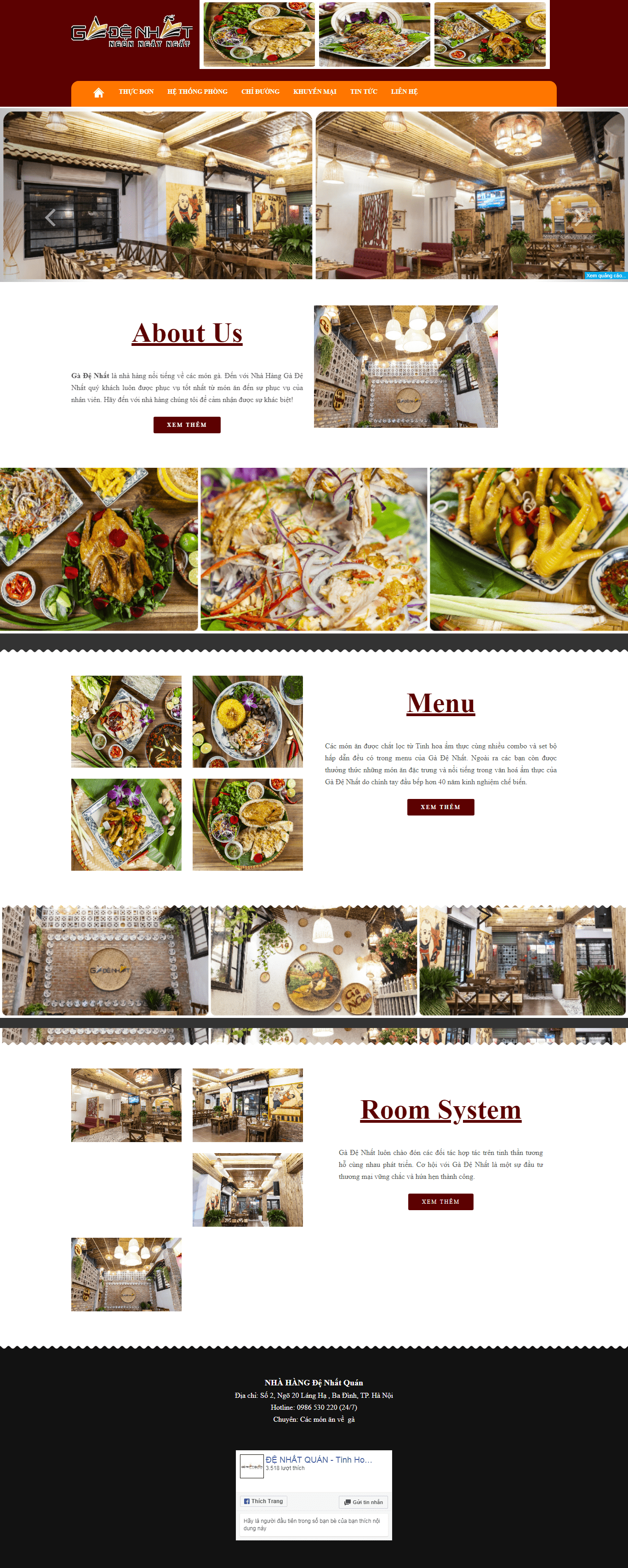 Thiết kế website nhà hàng - denhatquan.vn
