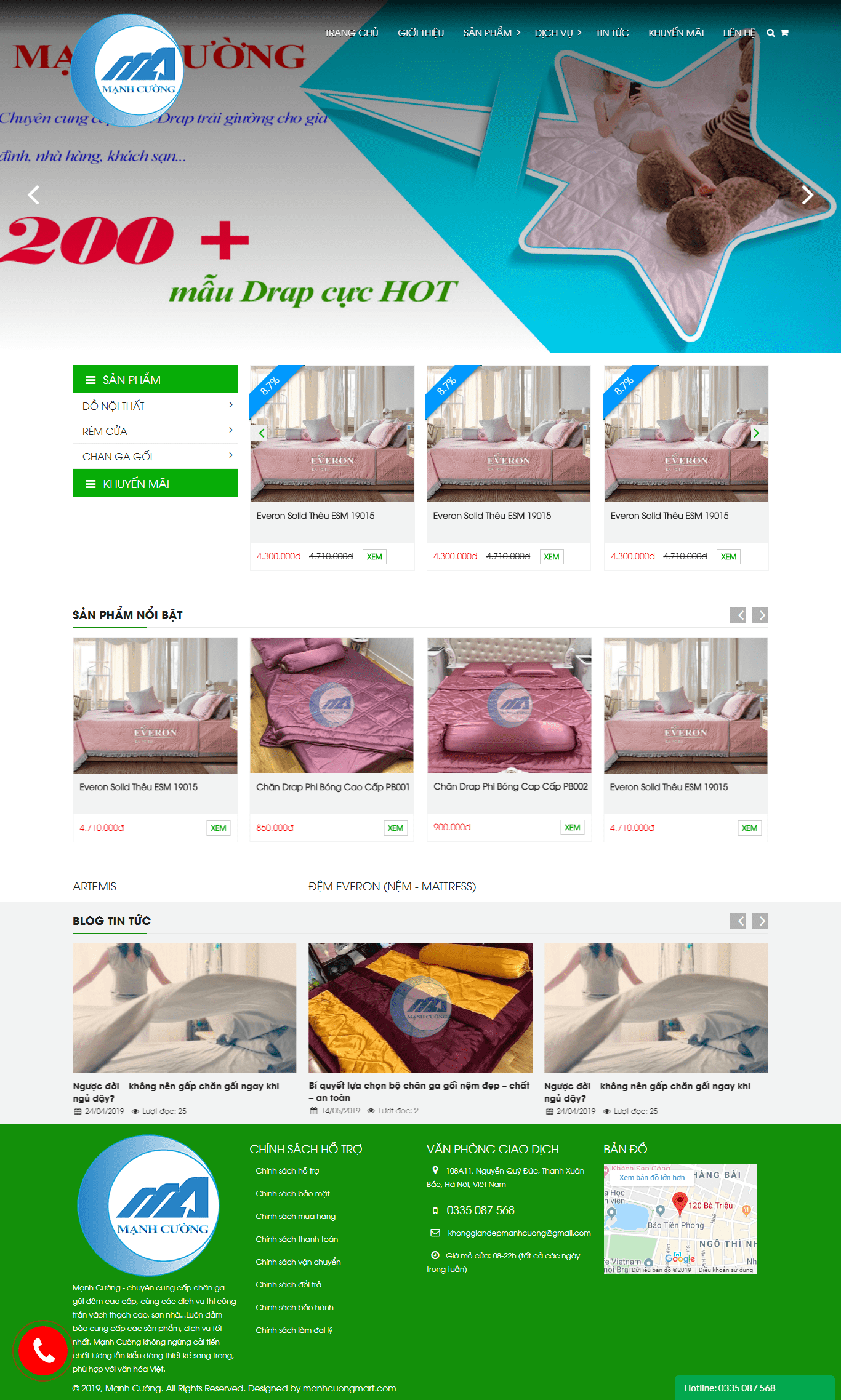 Thiết kế website bán chăn đệm - densangviet.com