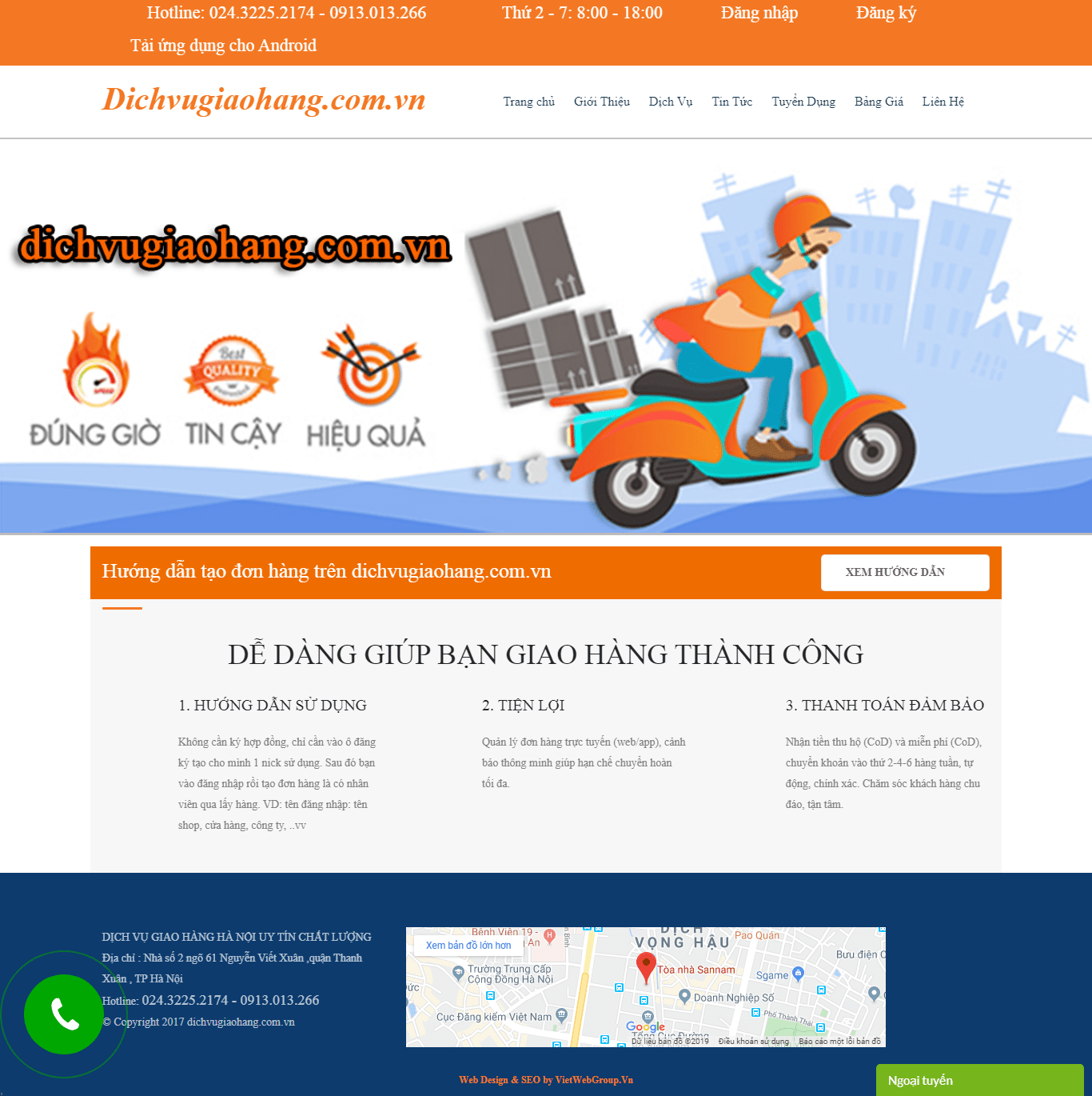 Thiết kế website giao hàng - dichvugiaohang.com.vn