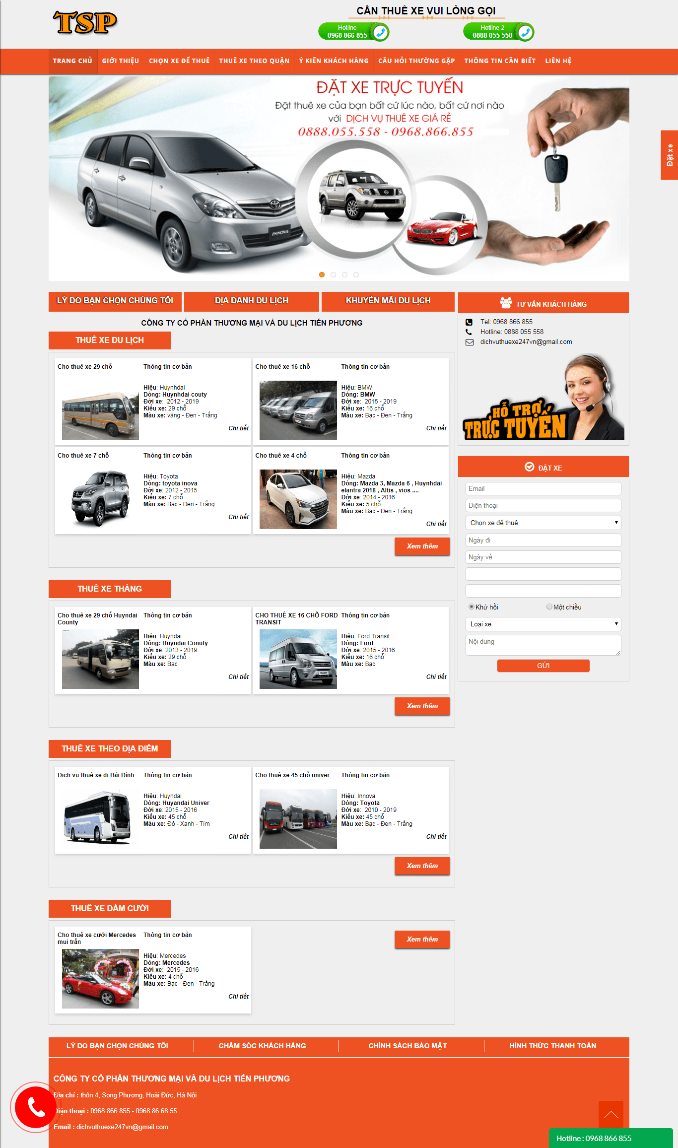 Thiết kế website thuê xe - dichvuthuexe247.com
