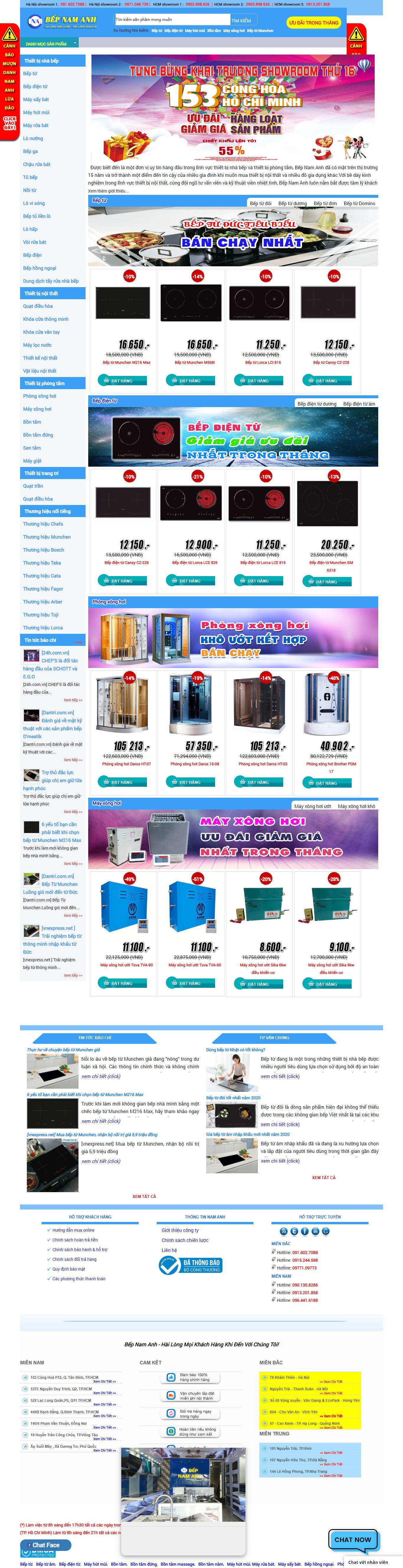 Thiết Kế Web Bán Bếp Từ Bếp Nam Anh đẹp, chuyên nghiệp chuẩn SEO