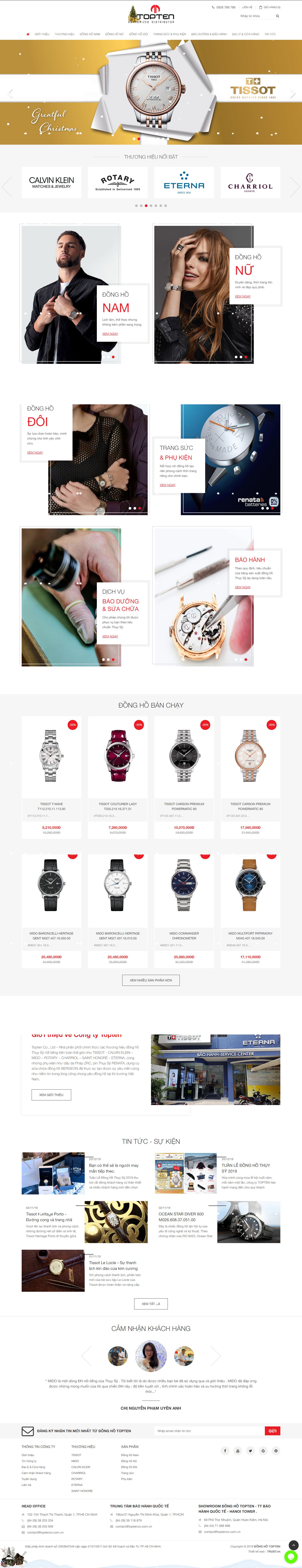 Thiết Kế Web Bán Đồng Hồ TopTen đẹp, chuyên nghiệp chuẩn SEO
