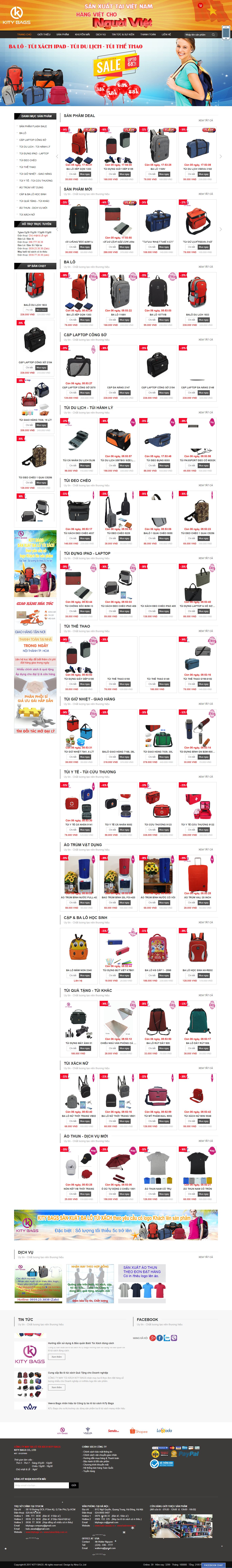 Thiết Kế Web Bán Balo Túi Xách Kity Bags đẹp, chuyên nghiệp chuẩn SEO