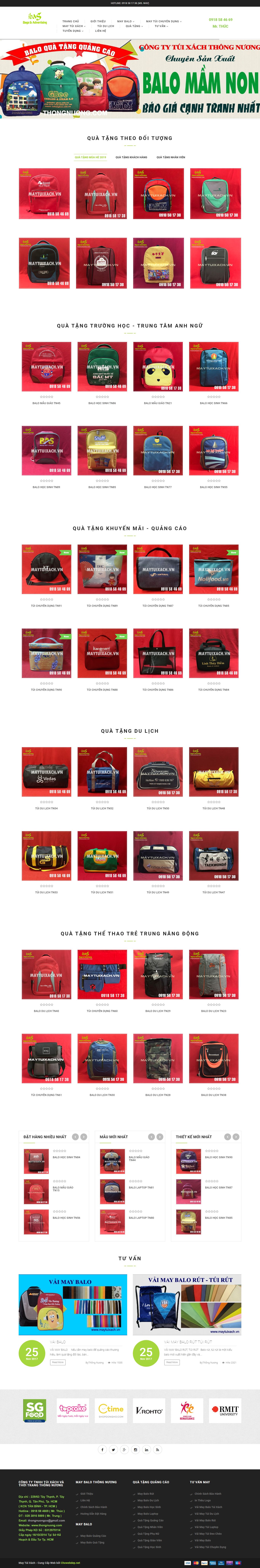Thiết Kế Web Bán Balo Túi Xách Thông Nương đẹp SEO nhanh hiệu quả