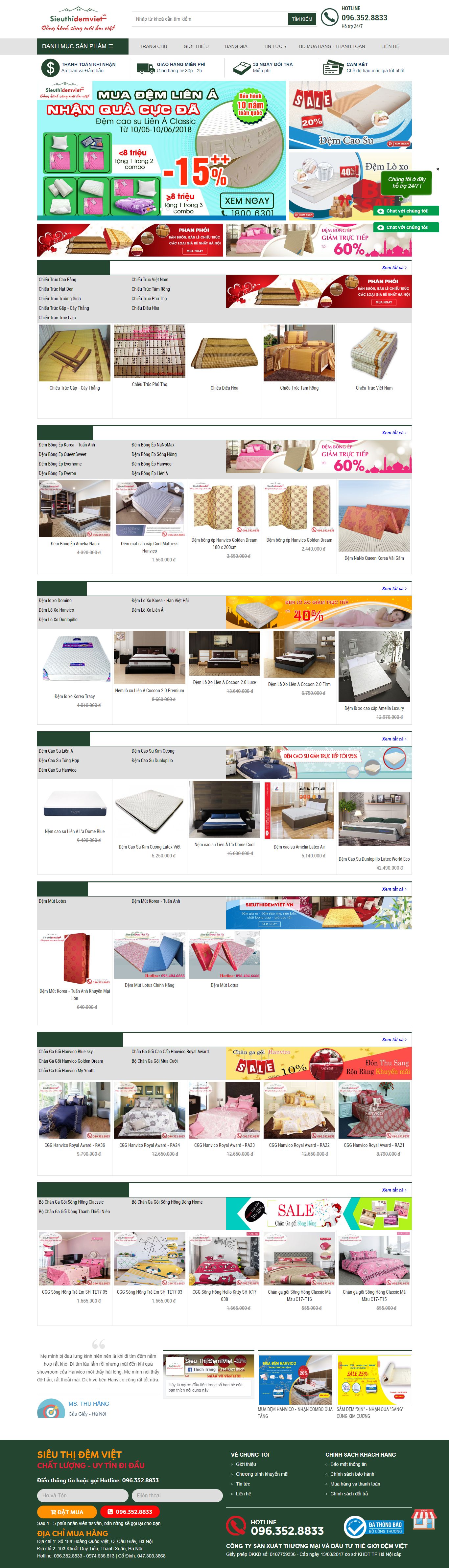 Thiết Kế Web Bán Chăn Ga Gối Đệm Siêu Thị Đệm Việt