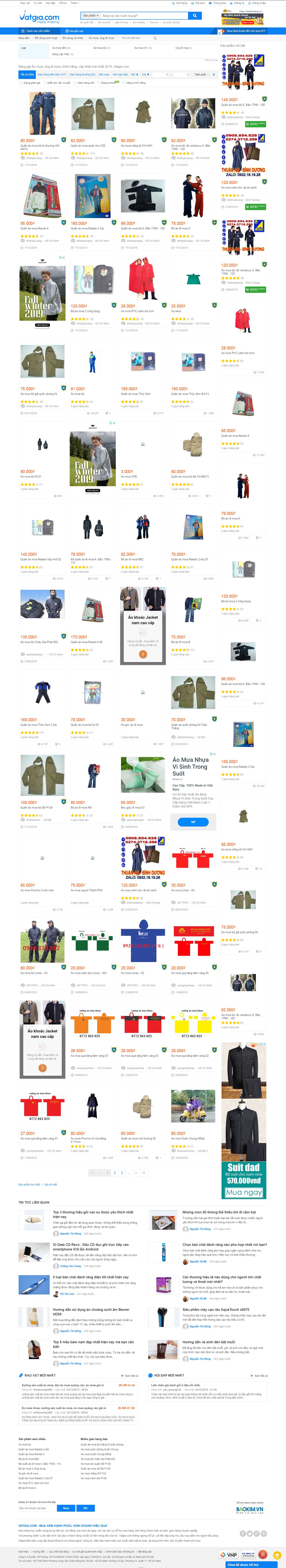 Thiết kế website bán áo mưa Vatgia.com đẹp, chuyên nghiệp chuẩn SEO