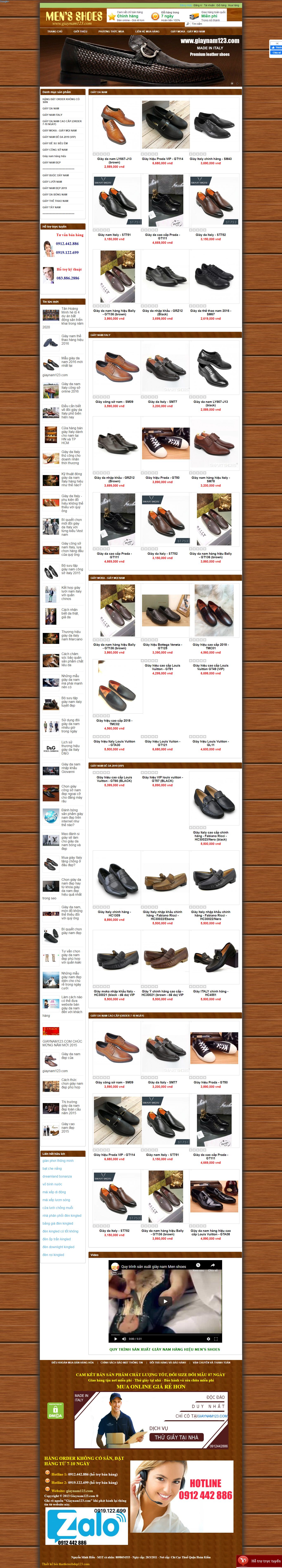 Thiết kế website giày da Shop giầy da hàng hiệu đẹp SEO tốt