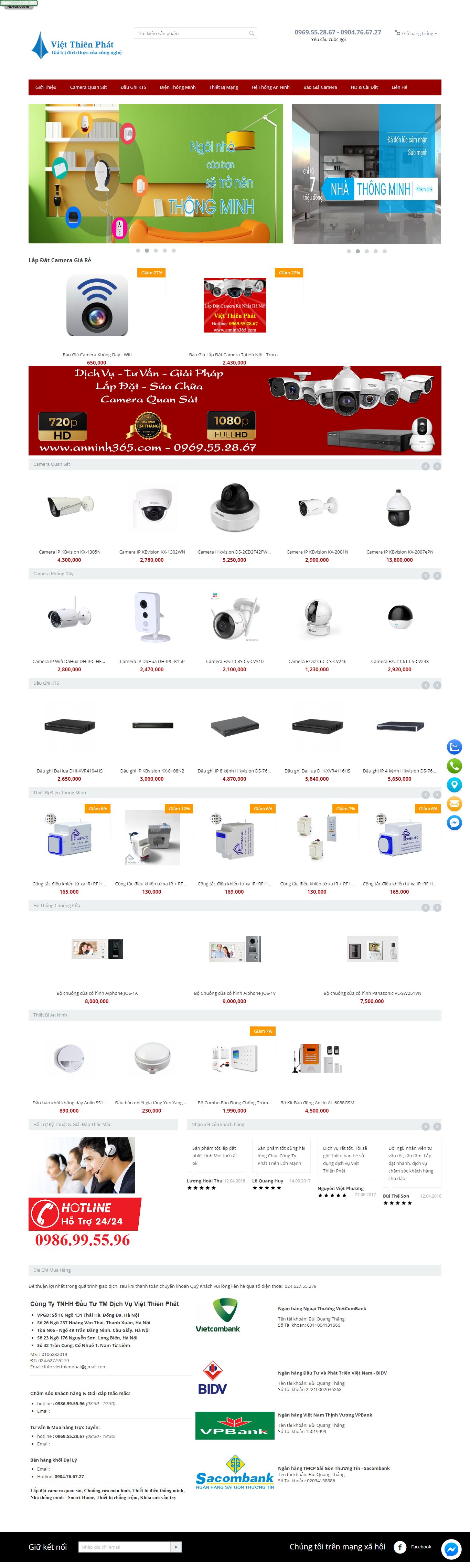Thiết kế website camera quan sát Việt Thiên phát đẹp SEO tốt