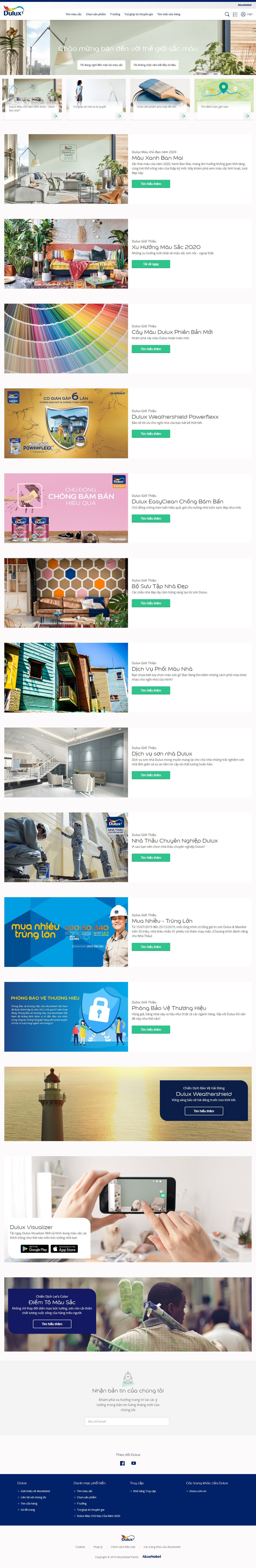 Thiết kế website sơn nội thất, ngoại thất, sơn bả với nhiều màu sắc khác nhau