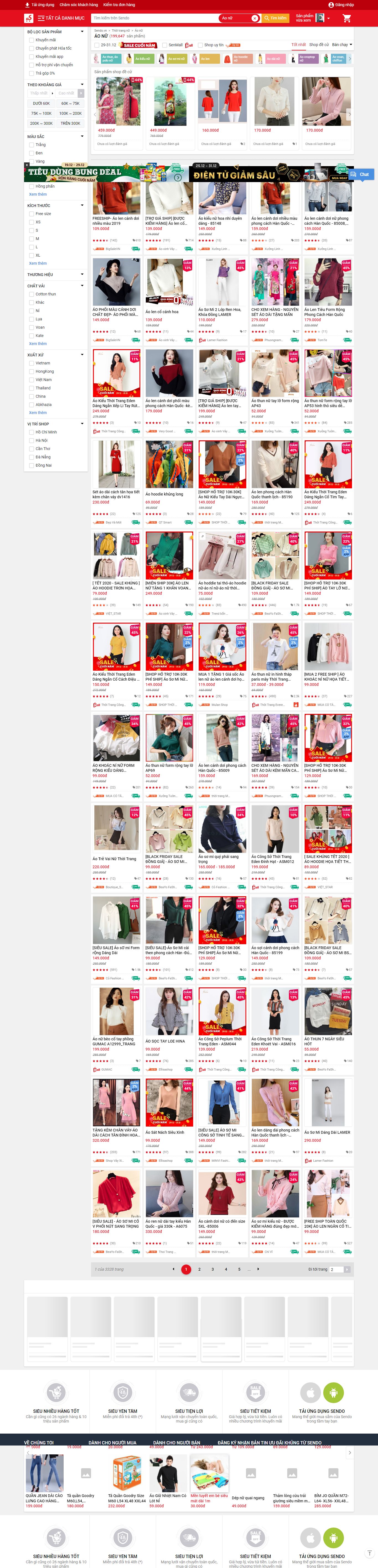 Thiết kế website bán quần áo phụ kiện thời trang với nhiều mẫu mã bắt mắt tại Sendo.vn