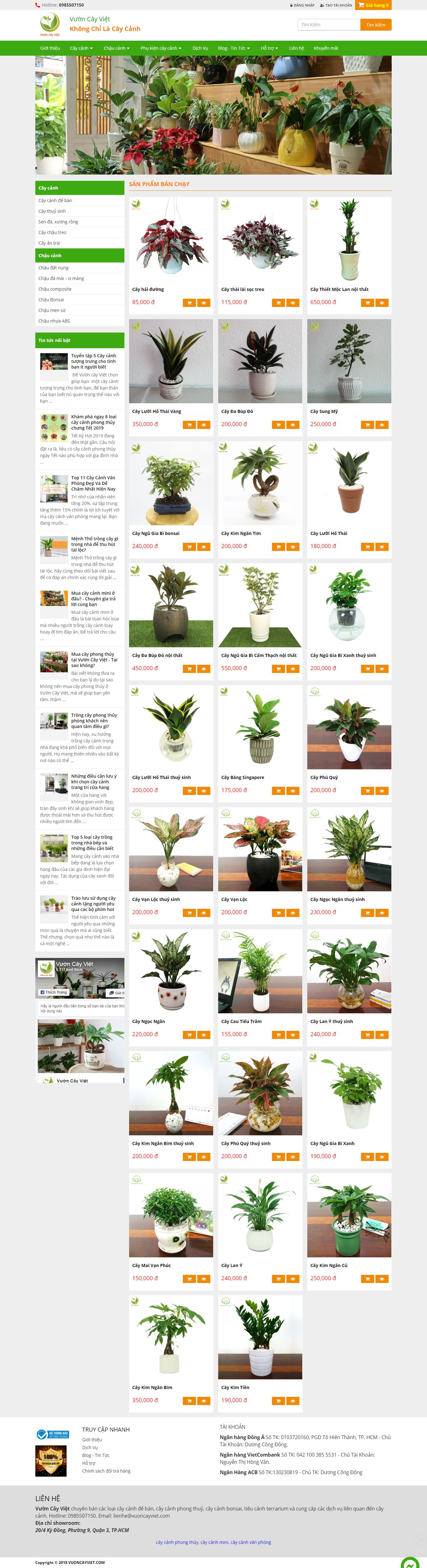 Thiết kế website cây cảnh, chậu cây trang trí nội thất, DV thuê cây