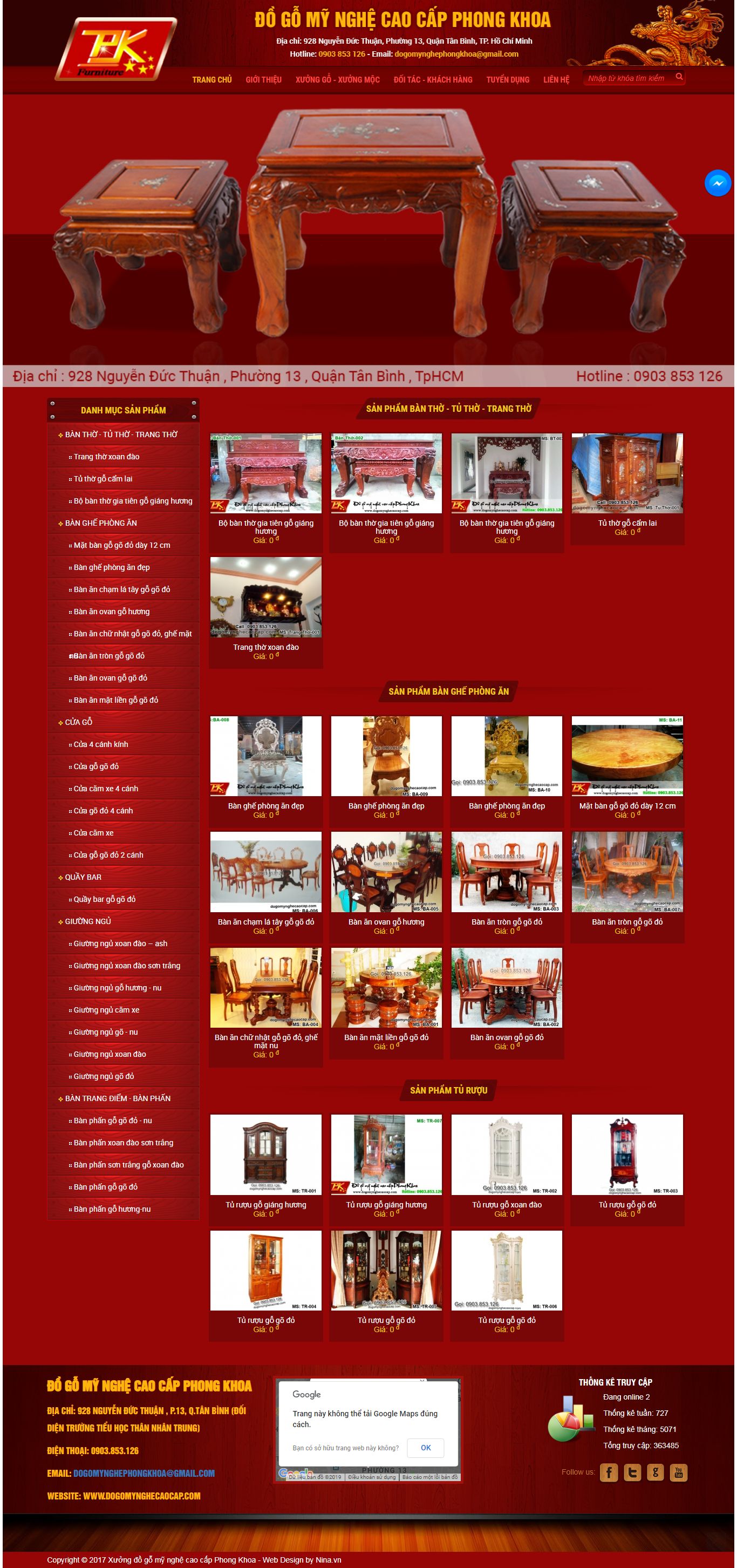 Thiết kế website đồ gỗ mỹ nghệ cao cấp, bàn ghế gỗ, bàn thờ, đồ gỗ trang trí