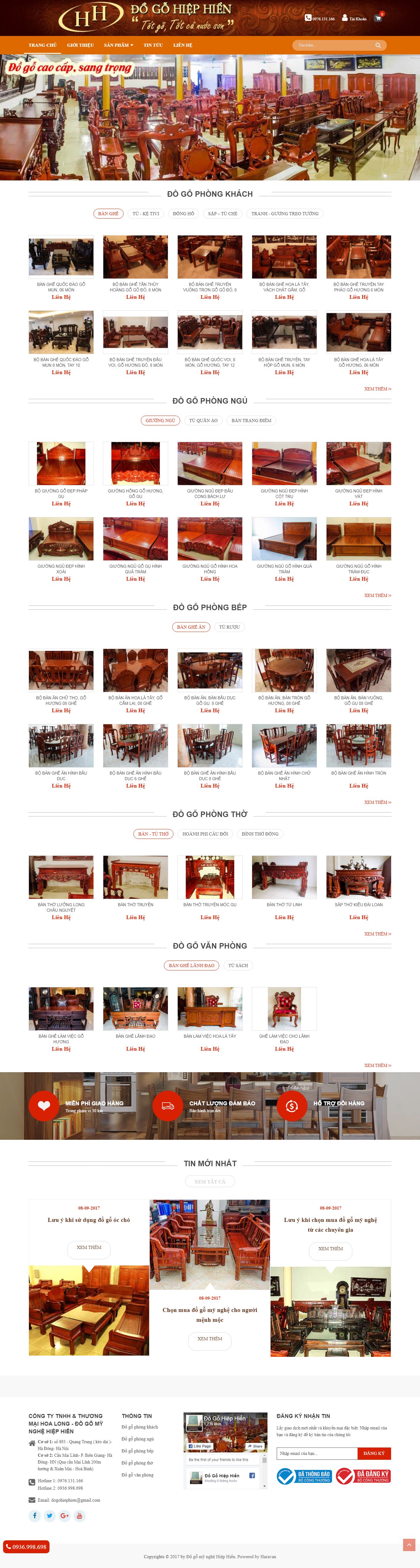 Thiết kế website đồ gỗ mỹ nghệ, bàn ghế gỗ, bàn thờ, đồ gỗ trang trí với nhiều mặt hàng đẹp mắt