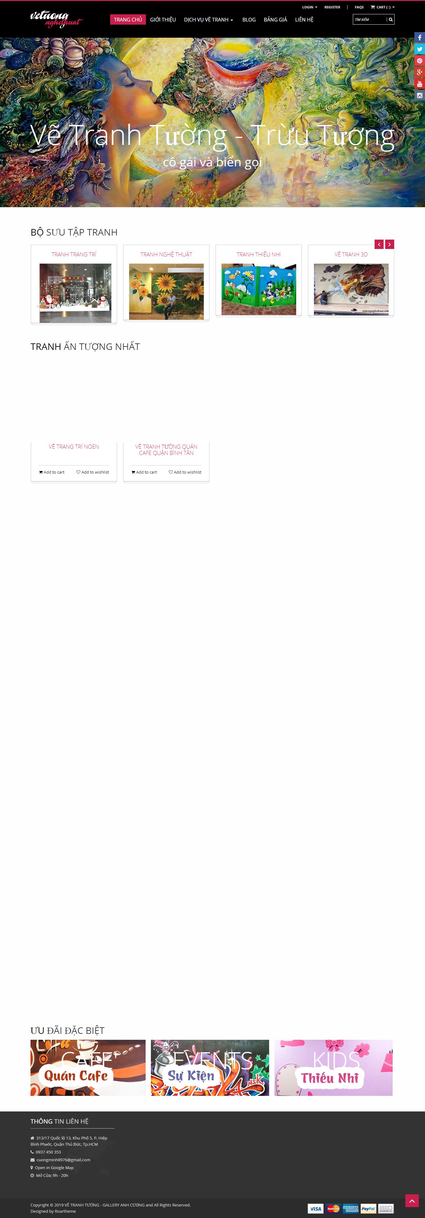 Thiết kế website bán tranh, tranh nghệ thuật, vẽ tranh tường, tranh 3d