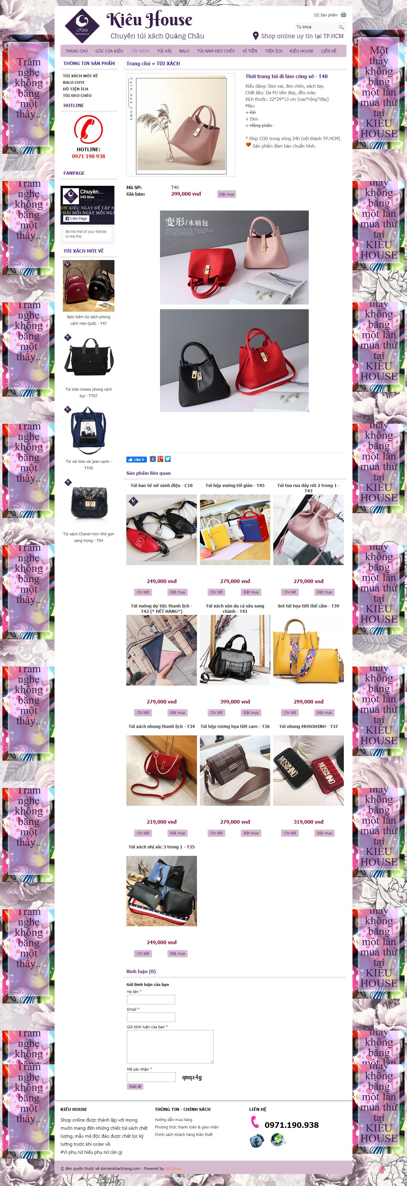 Thiết kế website túi xách nữ với nhiều mẫu mã bắt mắt của các thương hiệu nổi tiếng